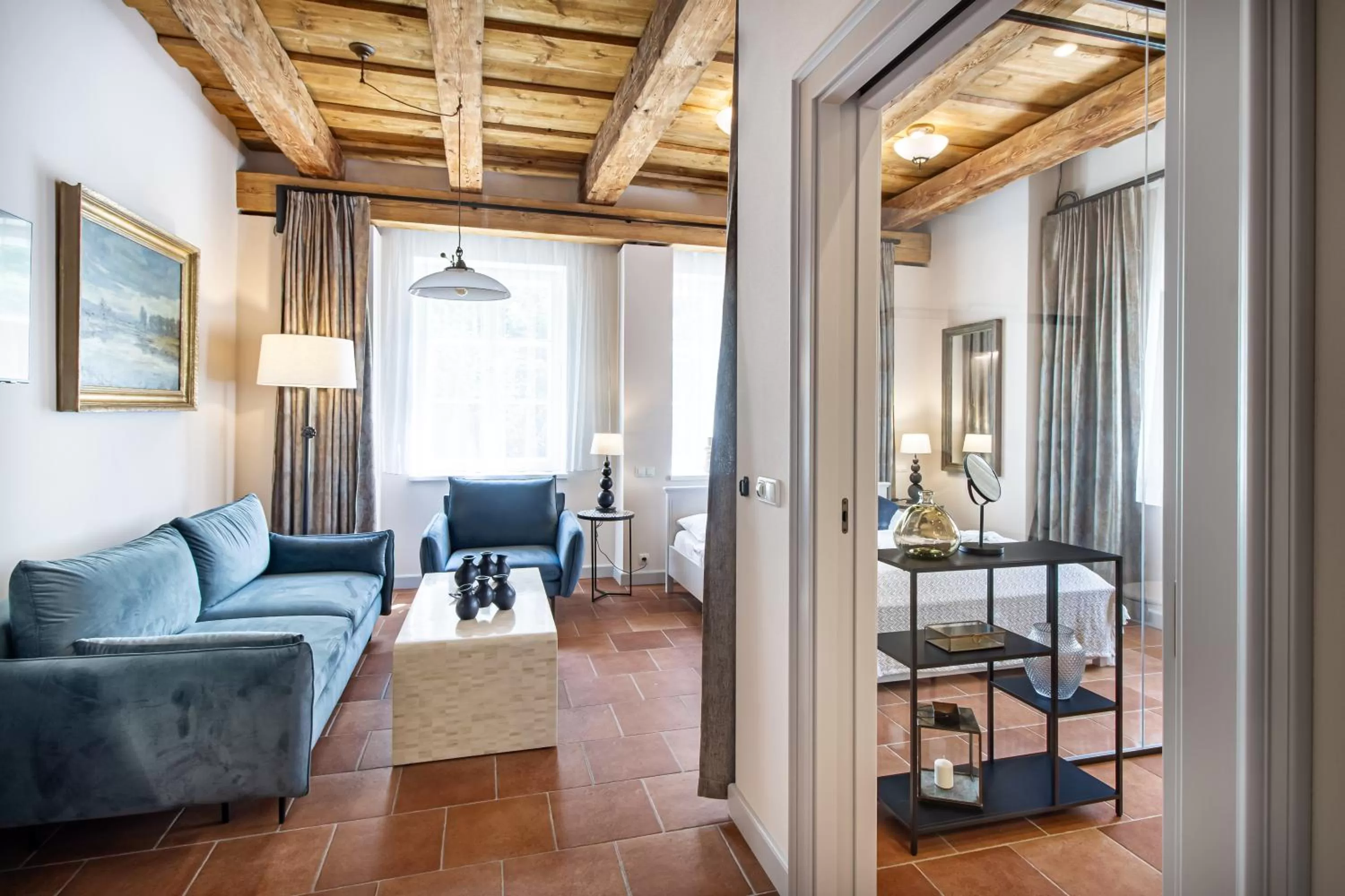 Living room, Bed in Apartmány Šupina