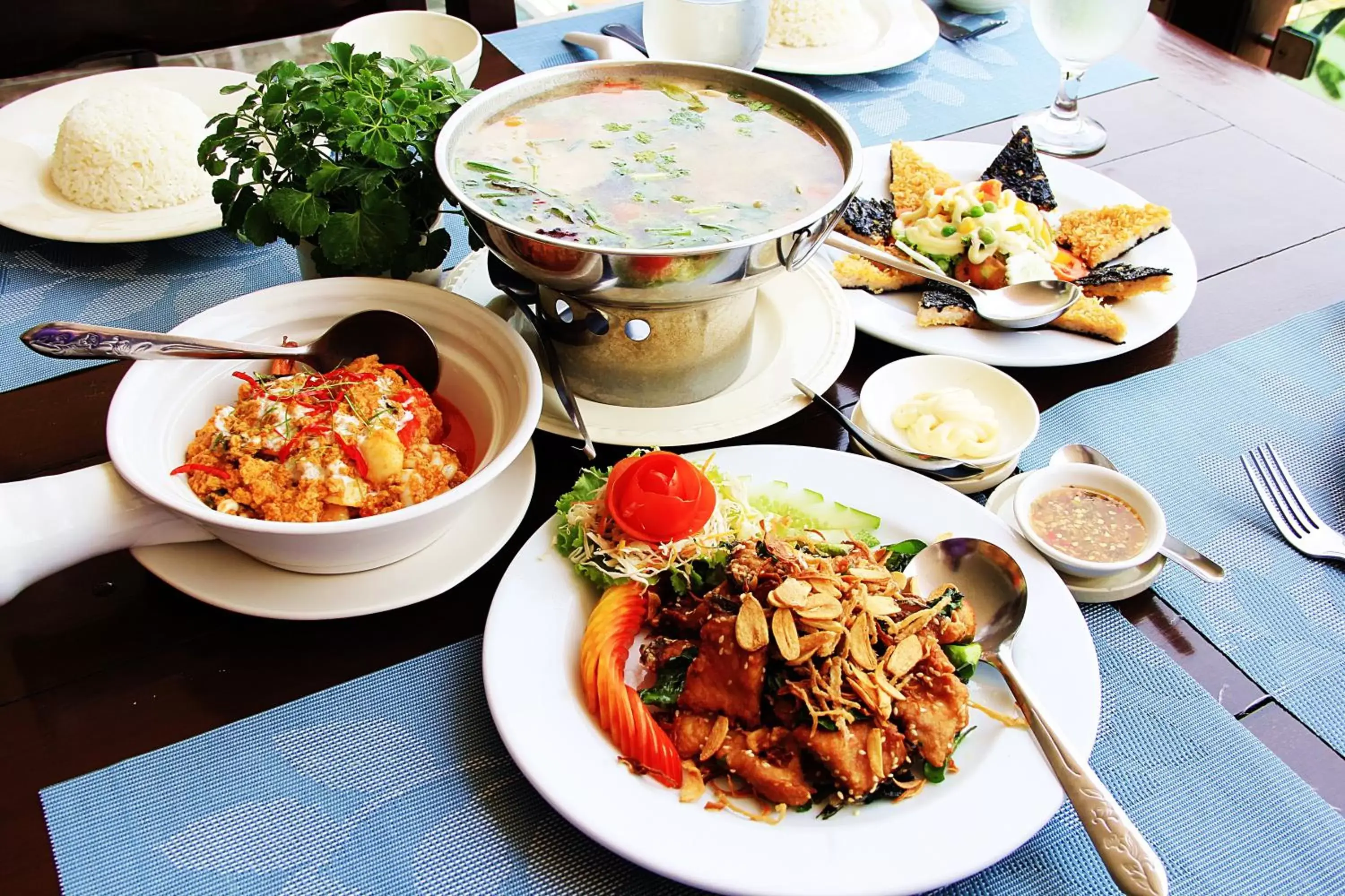 Food close-up, Lunch and Dinner in Namkhong Riverside