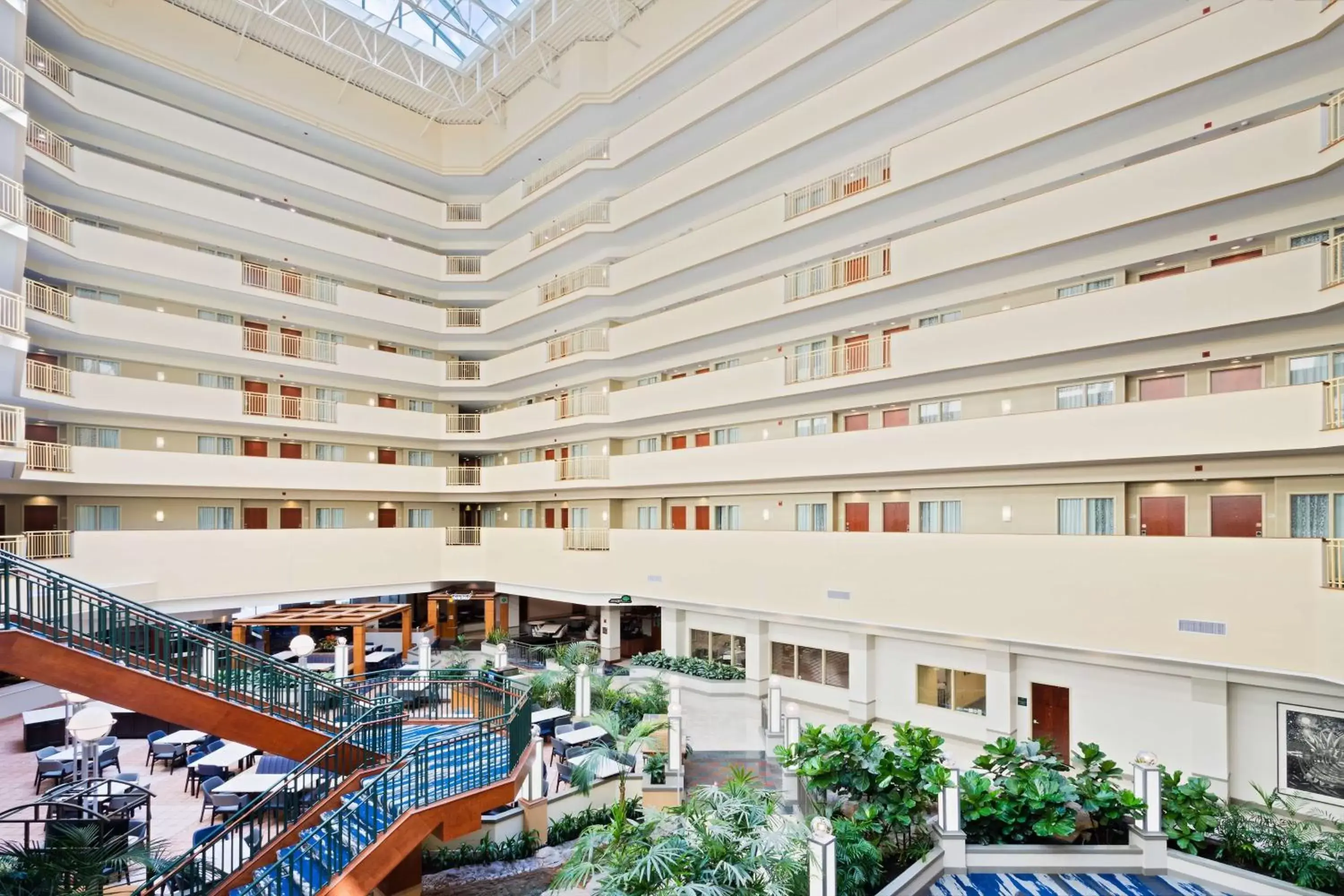 Inner courtyard view in Embassy Suites by Hilton Tampa USF Near Busch Gardens