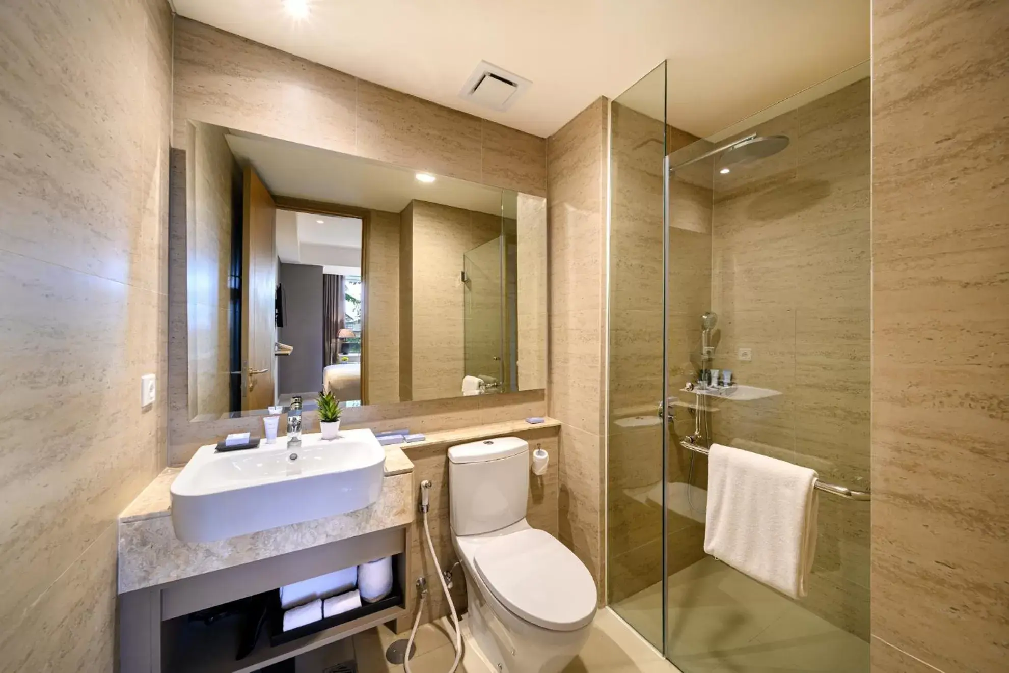 Shower, Bathroom in Oakwood Apartments PIK Jakarta