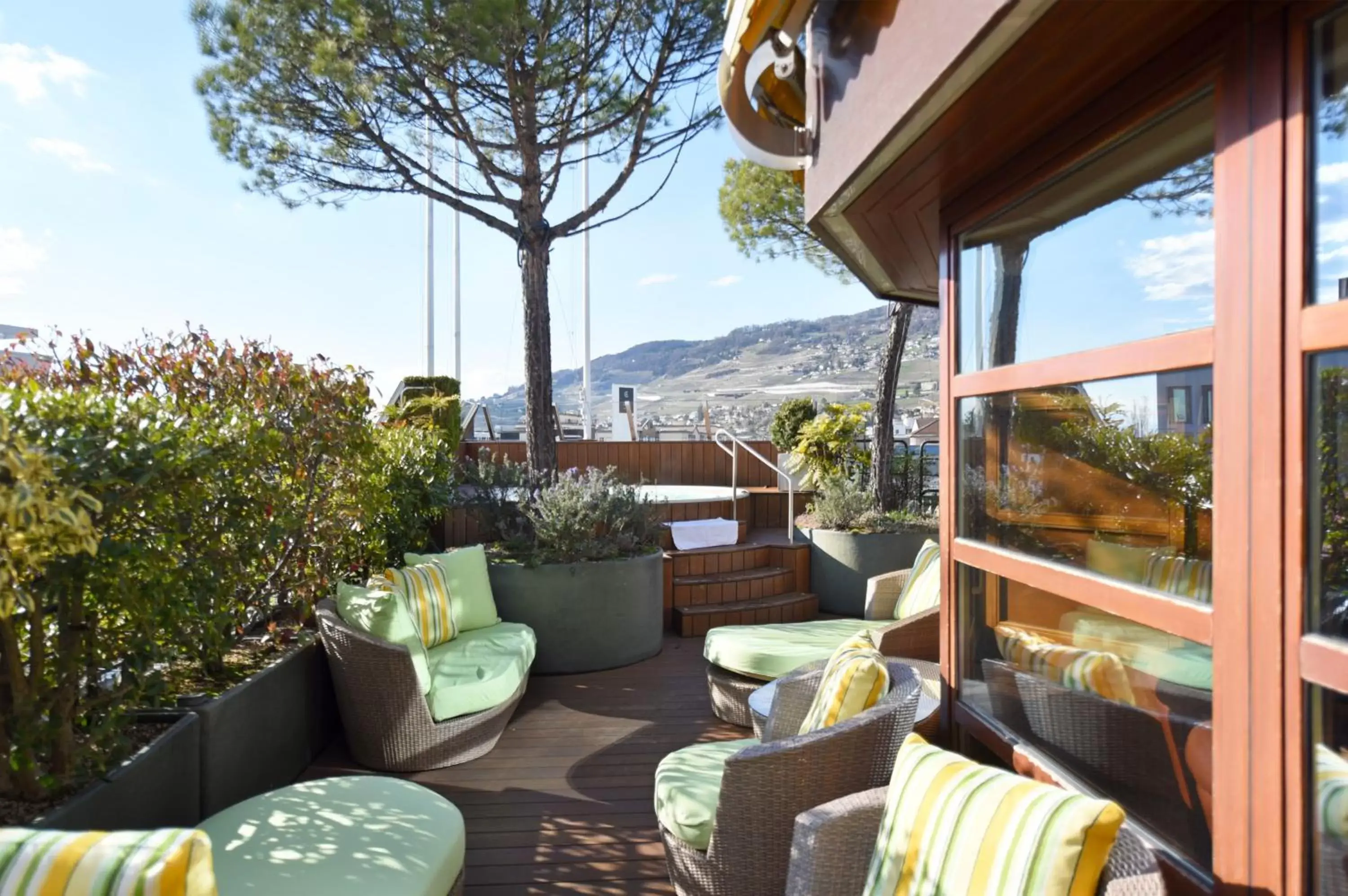 Balcony/Terrace in Astra Vevey Hotel & Restaurant