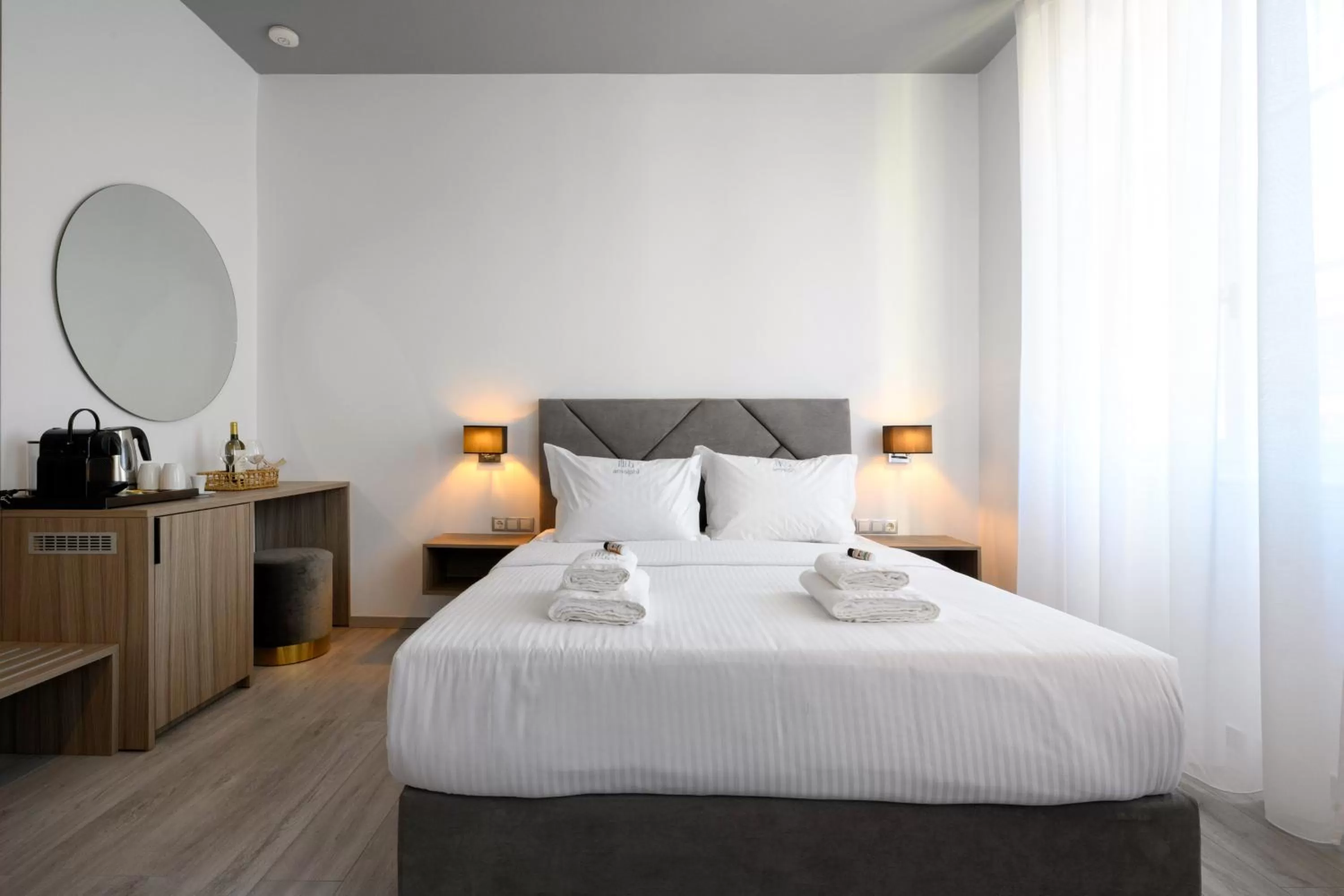 Bed in AMALPHI Corfu City Living