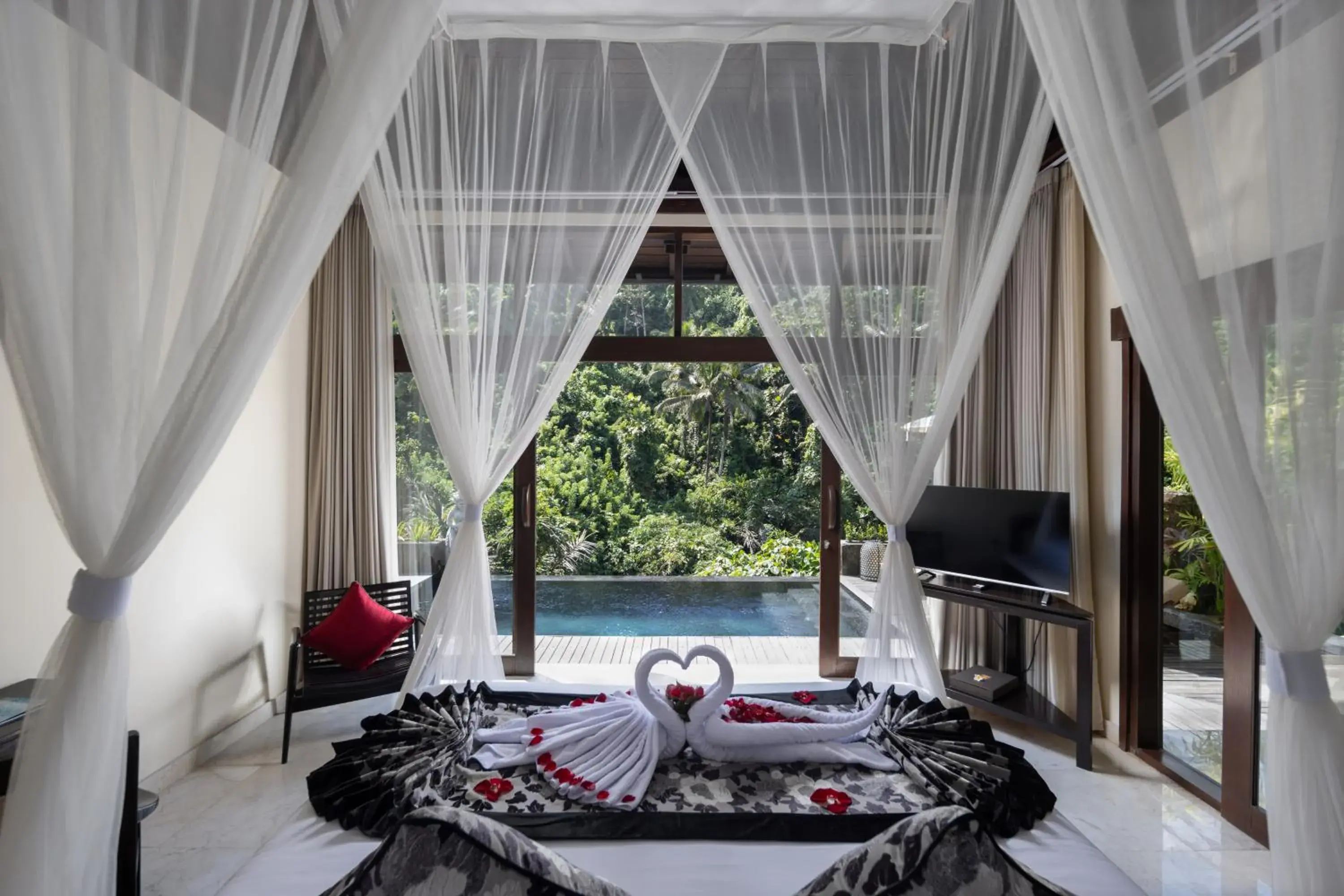 Bedroom, Pool View in The Kayon Valley Resort