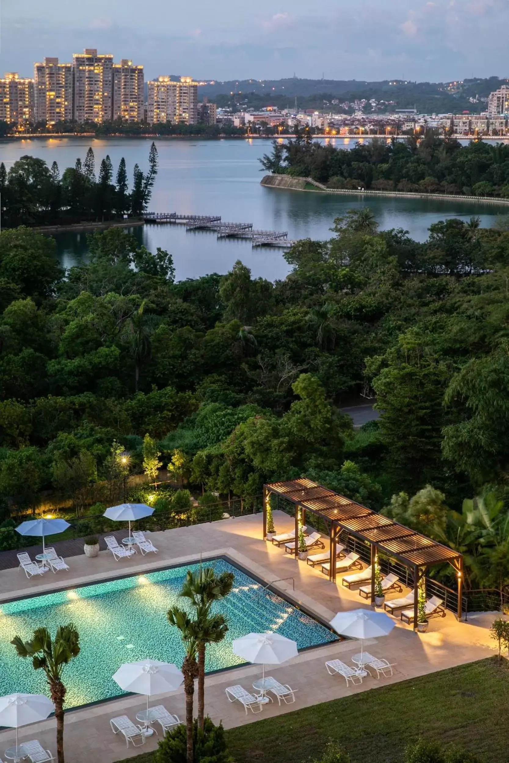 Bird's eye view, Pool View in The Grand Hotel Kaohsiung