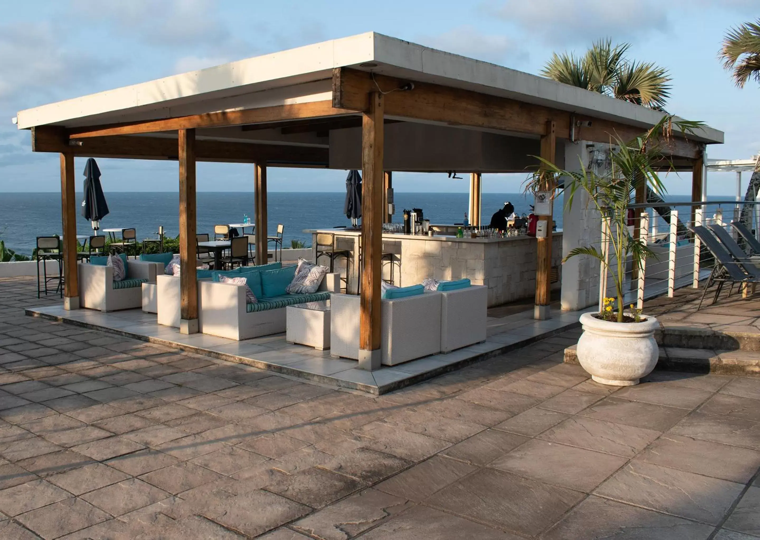 Patio in Blue Marlin Hotel by Dream Resorts