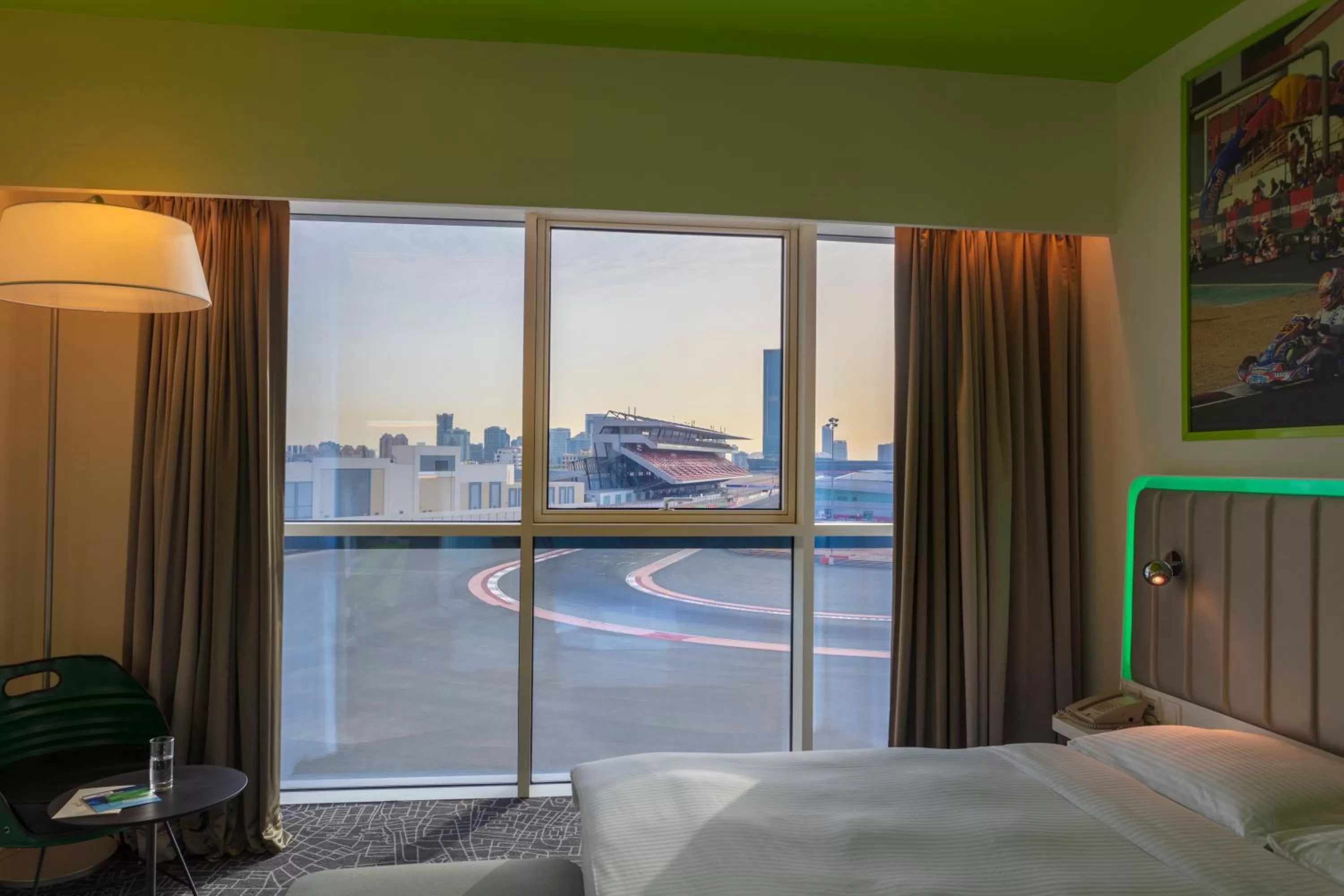 View (from property/room), Bed in Park Inn by Radisson Dubai Motor City