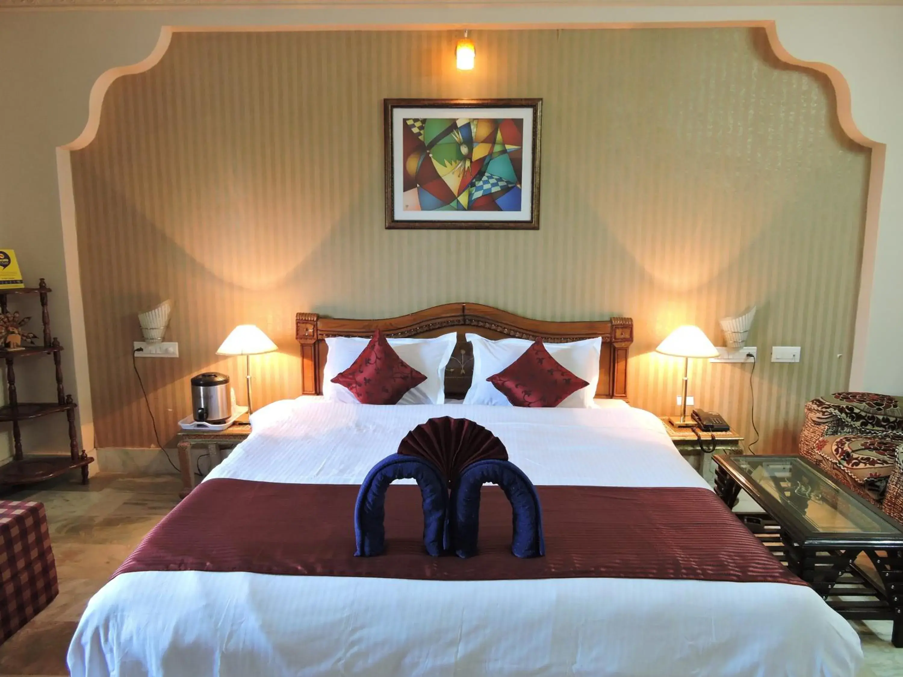 Bed in Hotel Meenakshi Udaipur