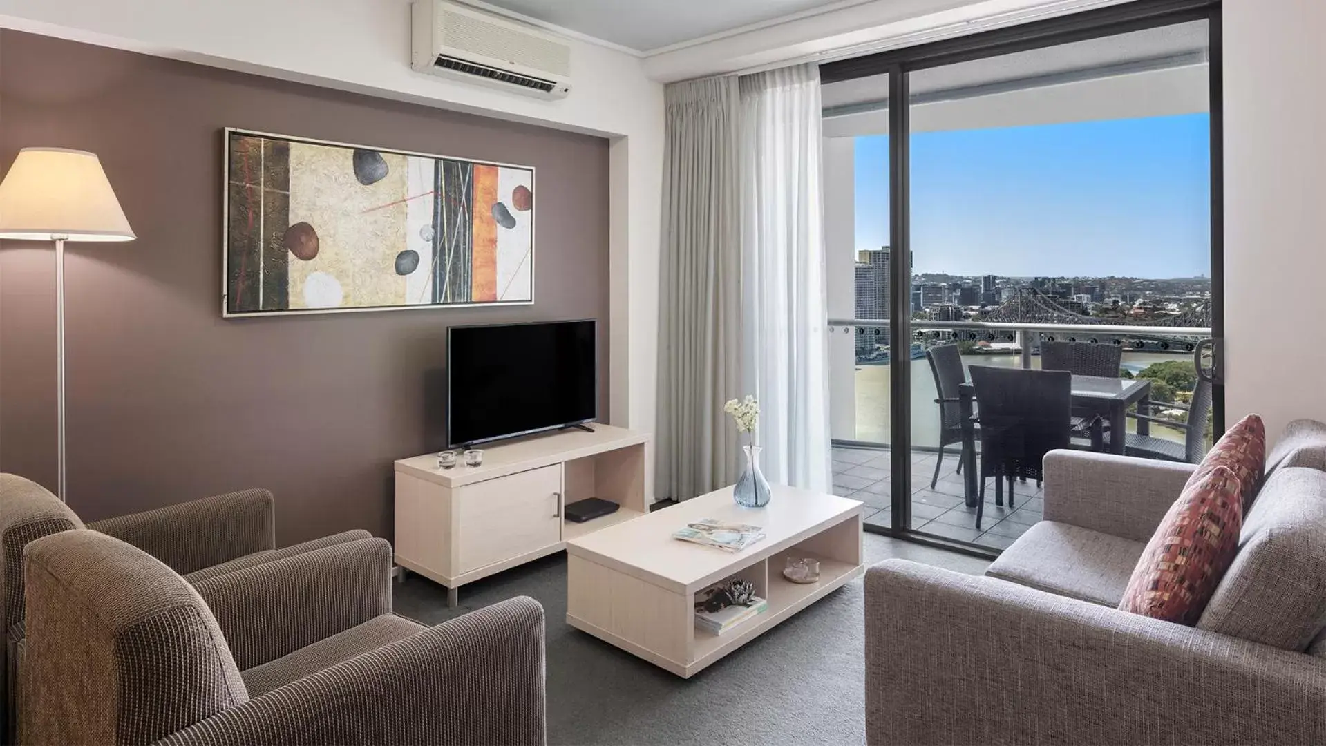 TV and multimedia, Seating Area in Oaks Brisbane on Felix Suites