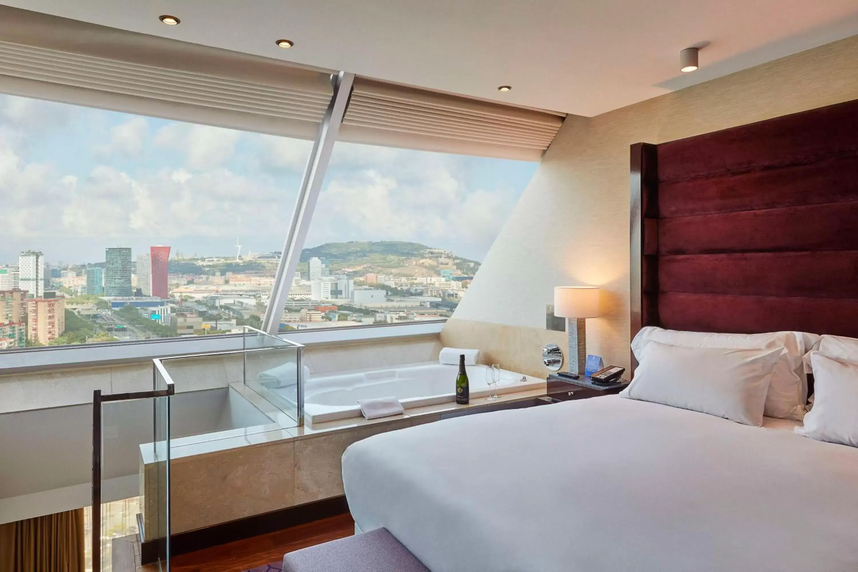 View (from property/room), Bed in Hyatt Regency Barcelona Tower View (from property/room), Bed in Hyatt Regency Barcelona Tower