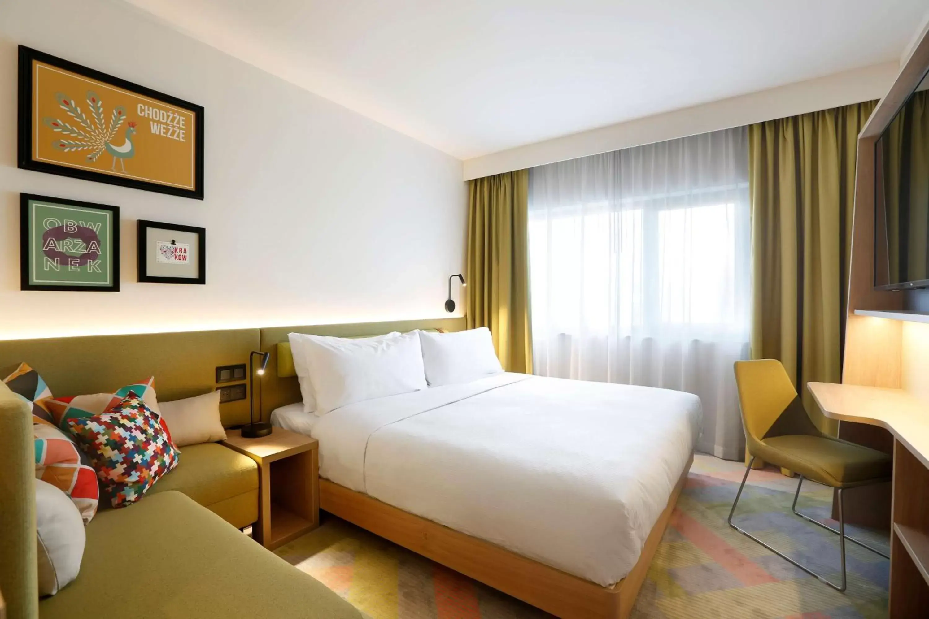 Living room, Bed in Hampton by Hilton Krakow Airport