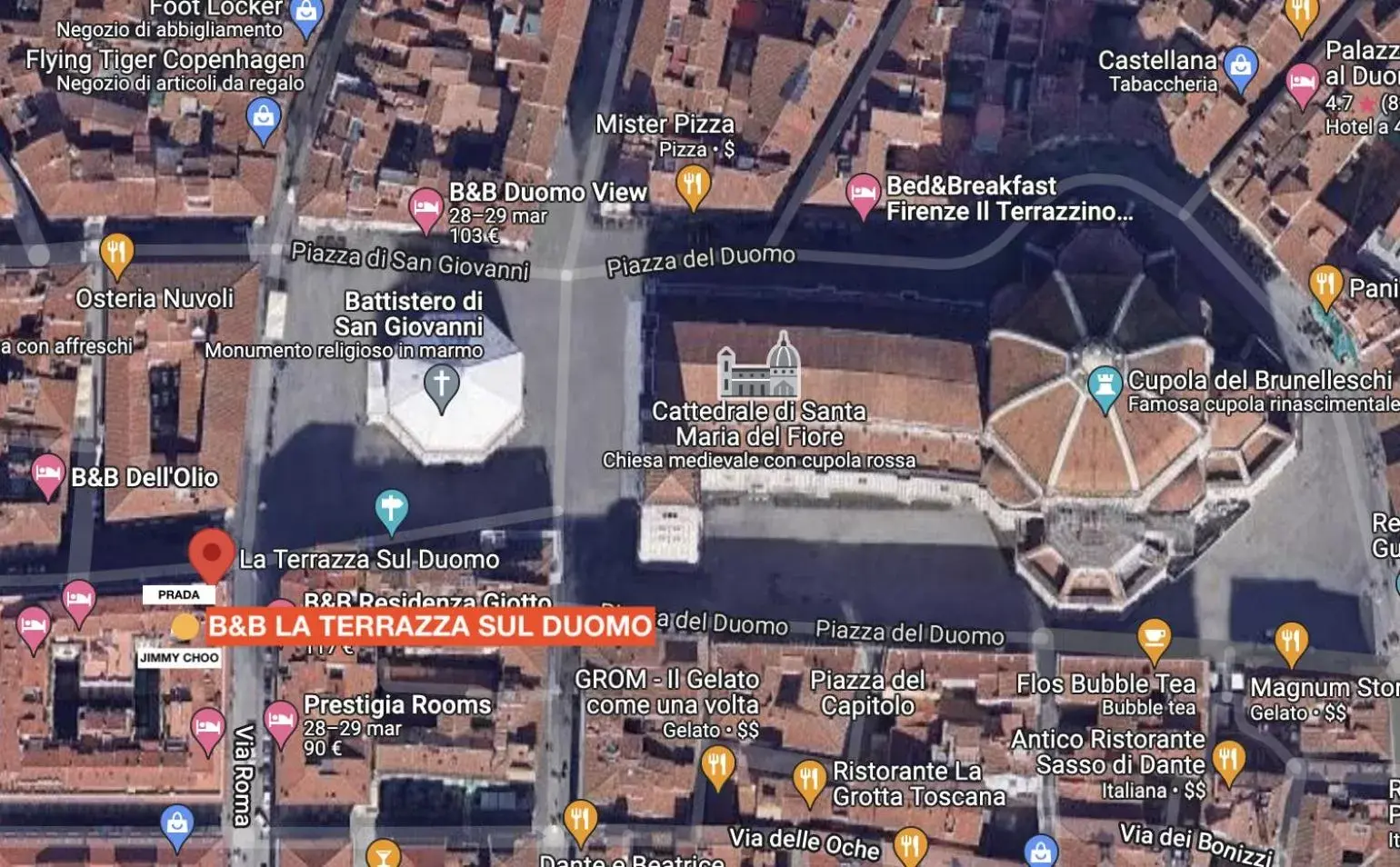 Location, Bird's-eye View in B&B La Terrazza Sul Duomo