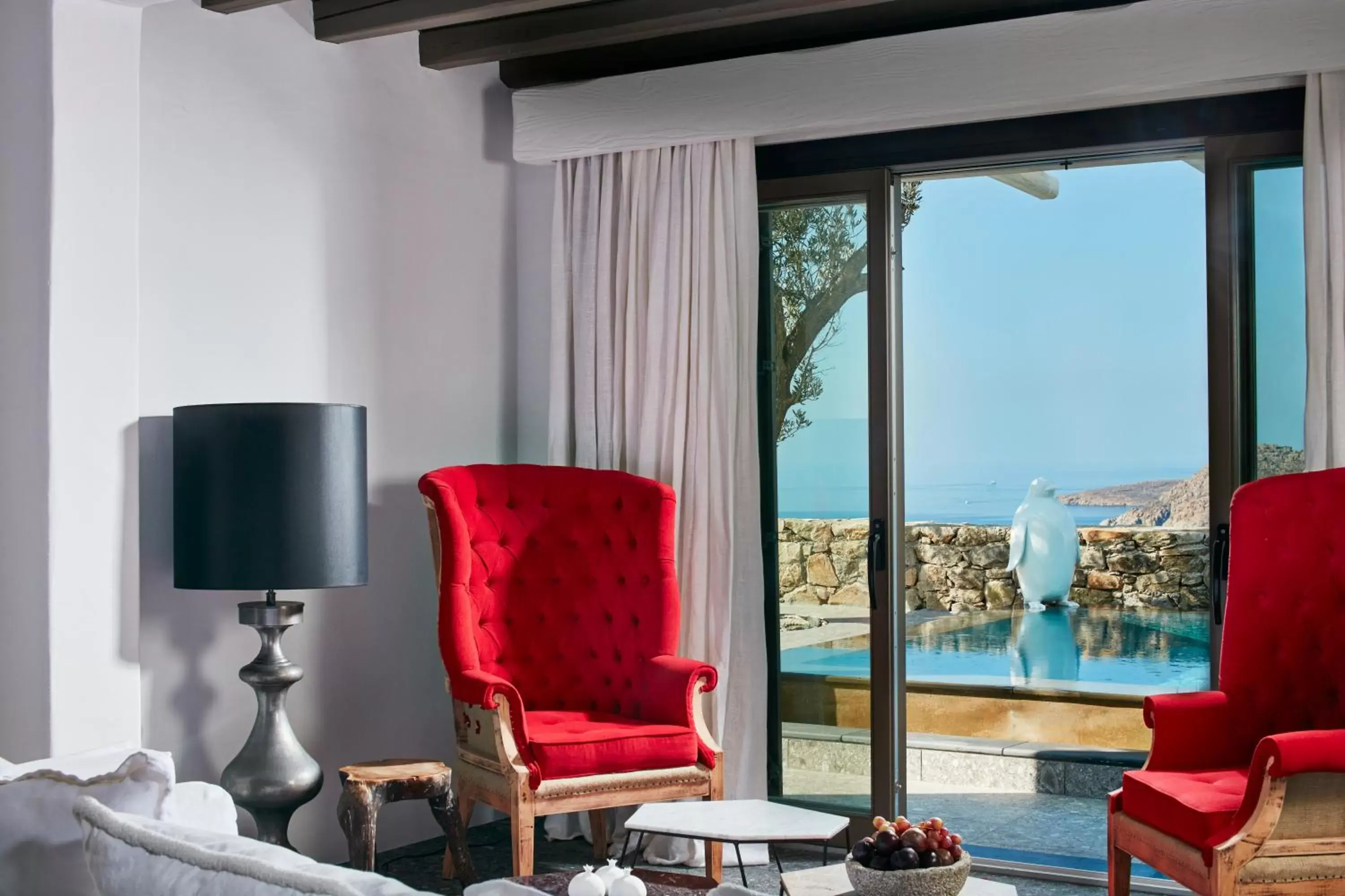 Living room, Seating Area in Myconian Avaton - Design Hotels