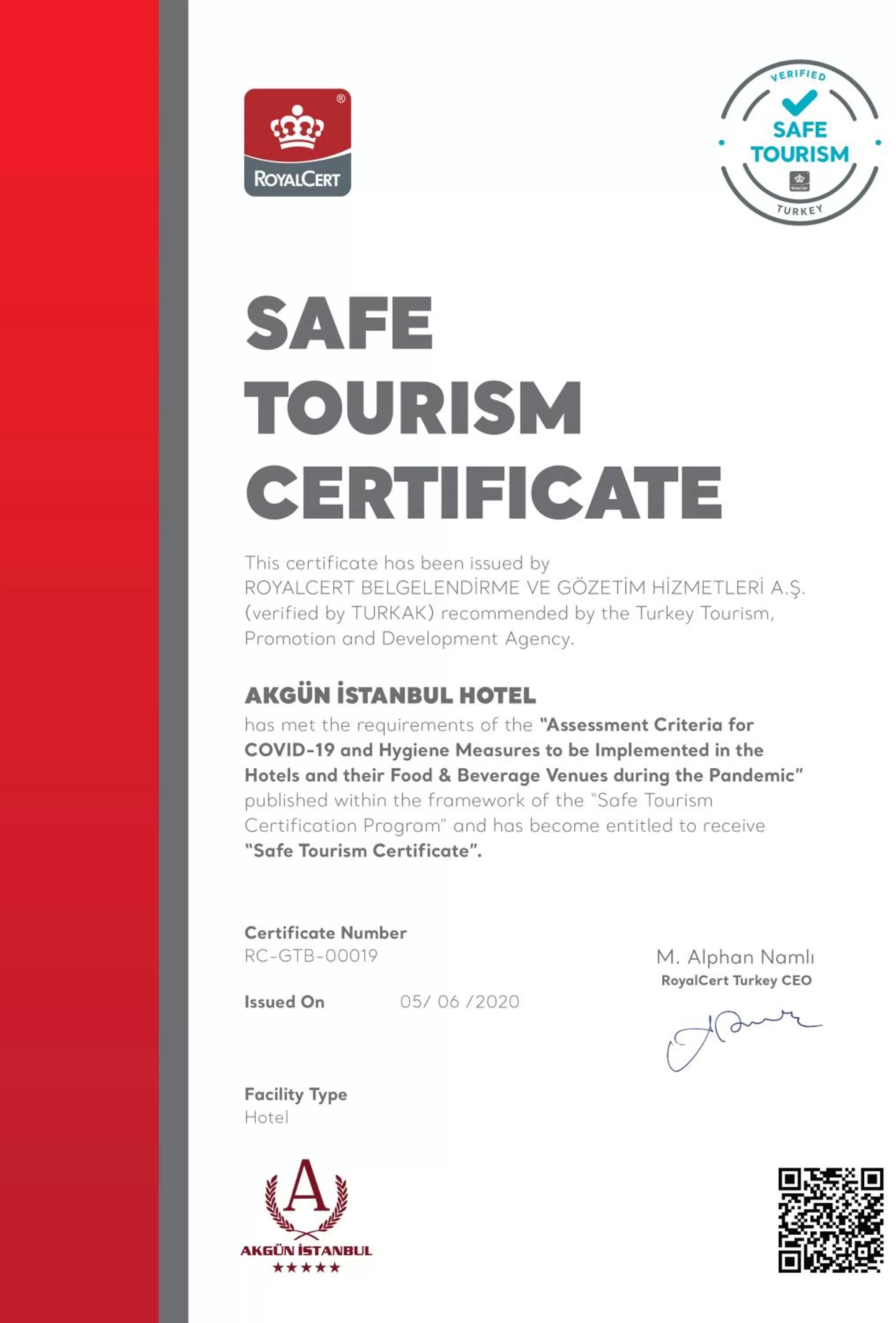Logo/Certificate/Sign in Akgun Istanbul Hotel