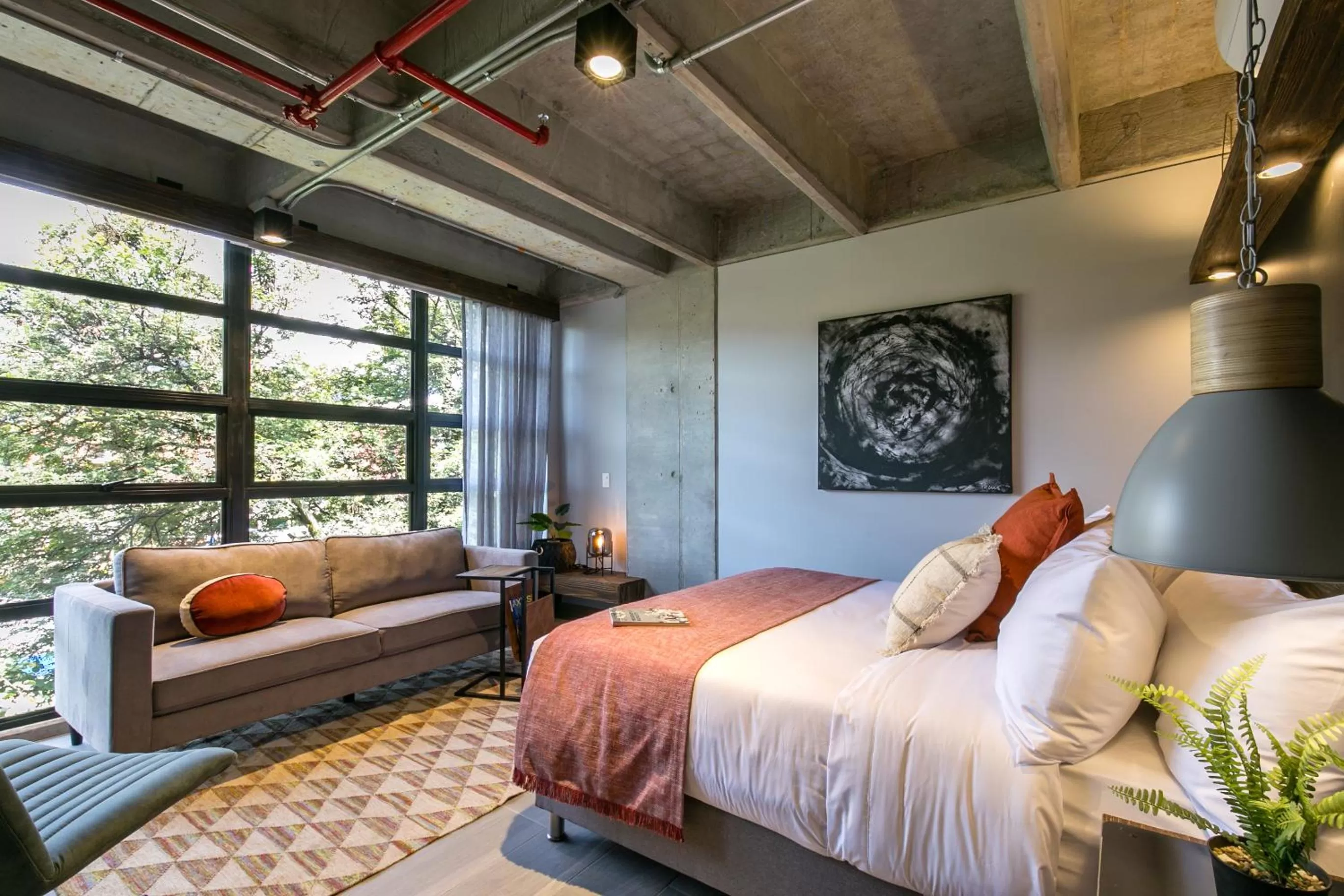 Bed in Factory Lofts Hotel