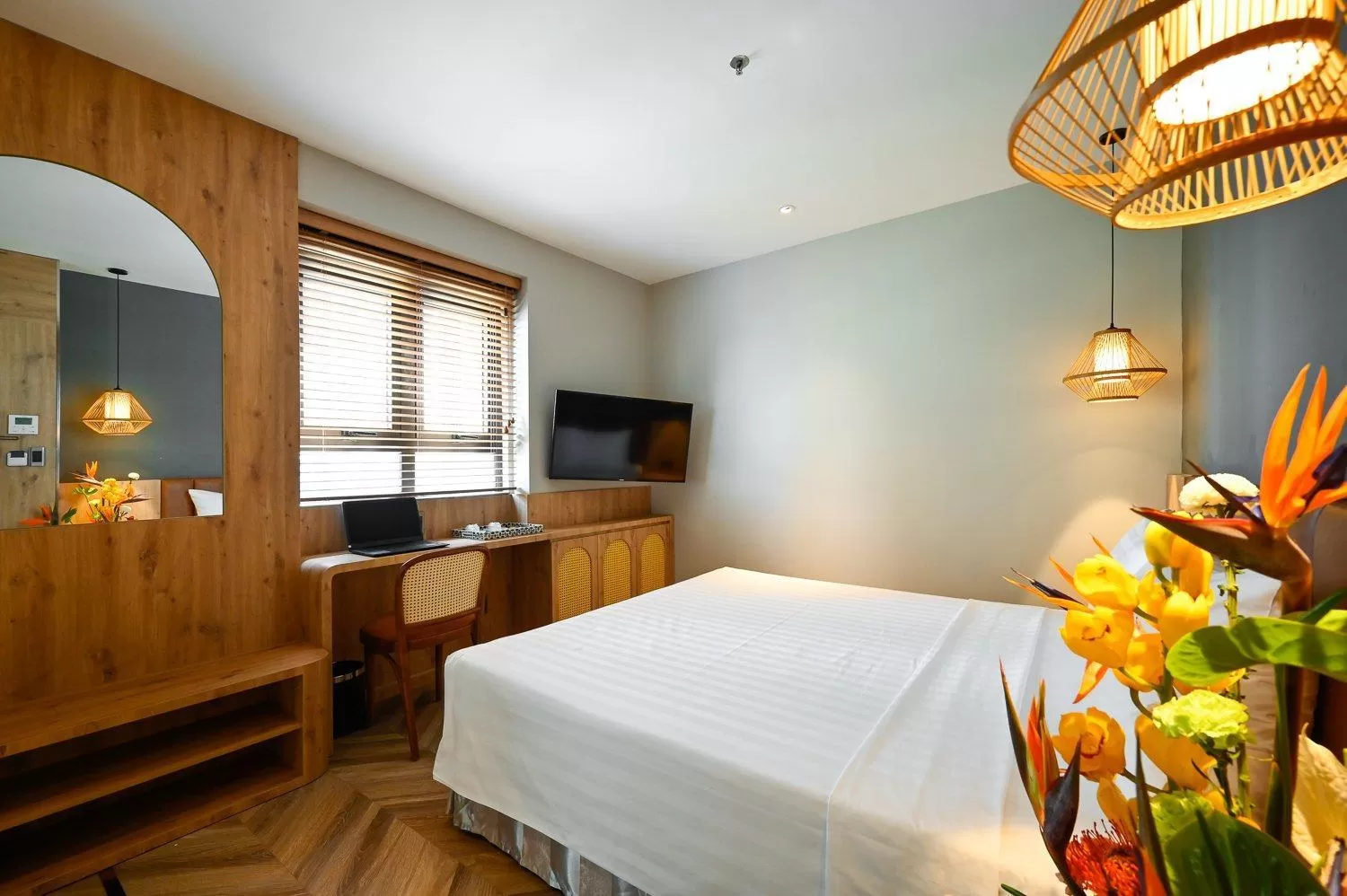 Property building, Bed in La Opera Saigon Hotel