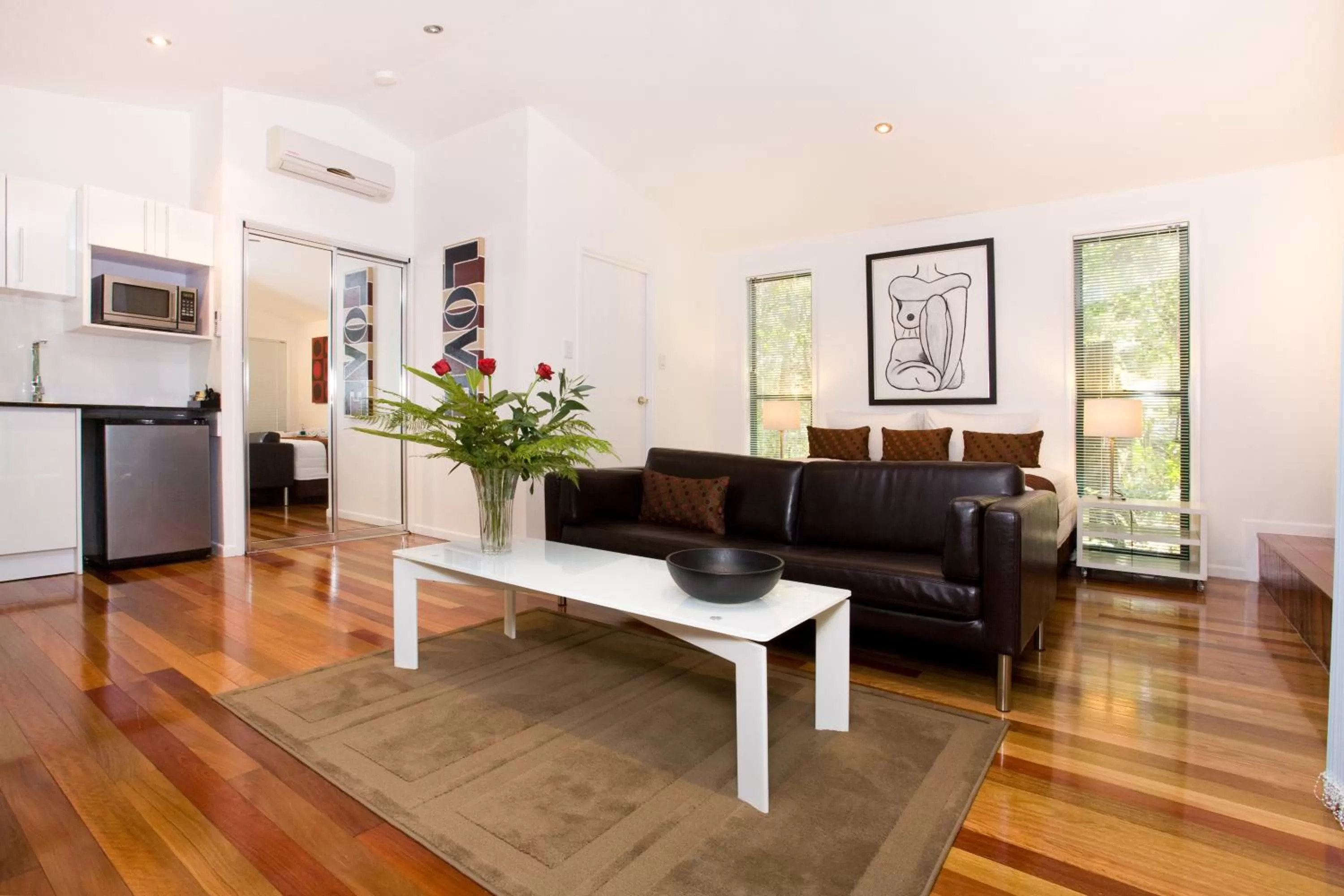 Living room in Amore On Buderim Rainforest Cabins