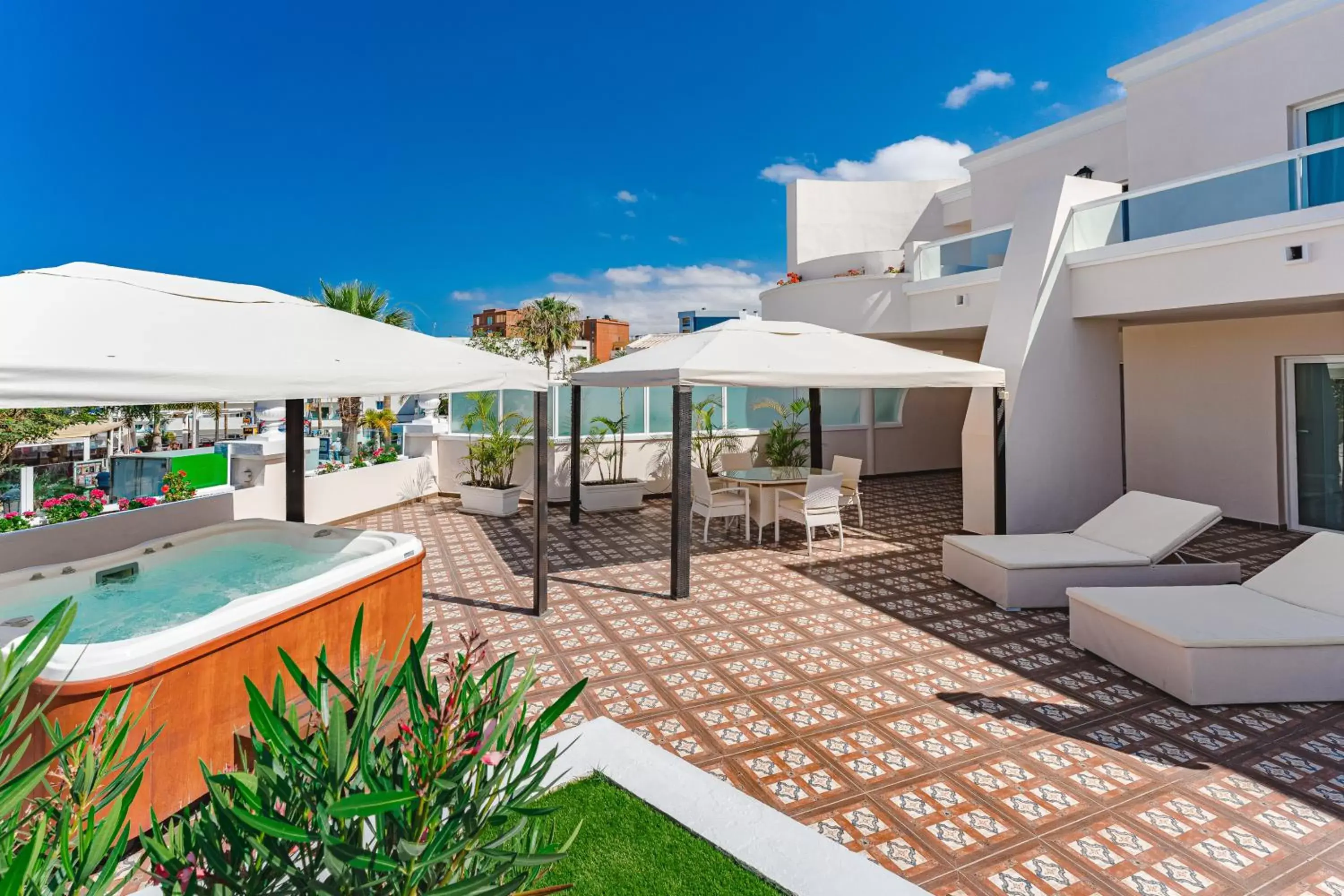 Balcony/Terrace, Swimming Pool in Flamingo Suites Boutique Hotel