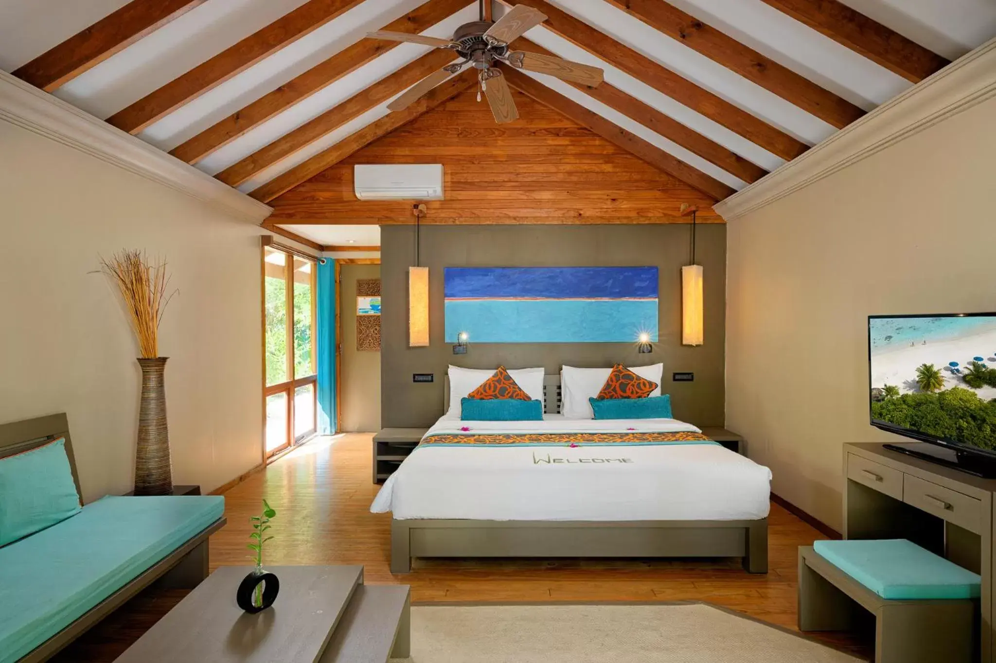 Bed in Canareef Resort Maldives