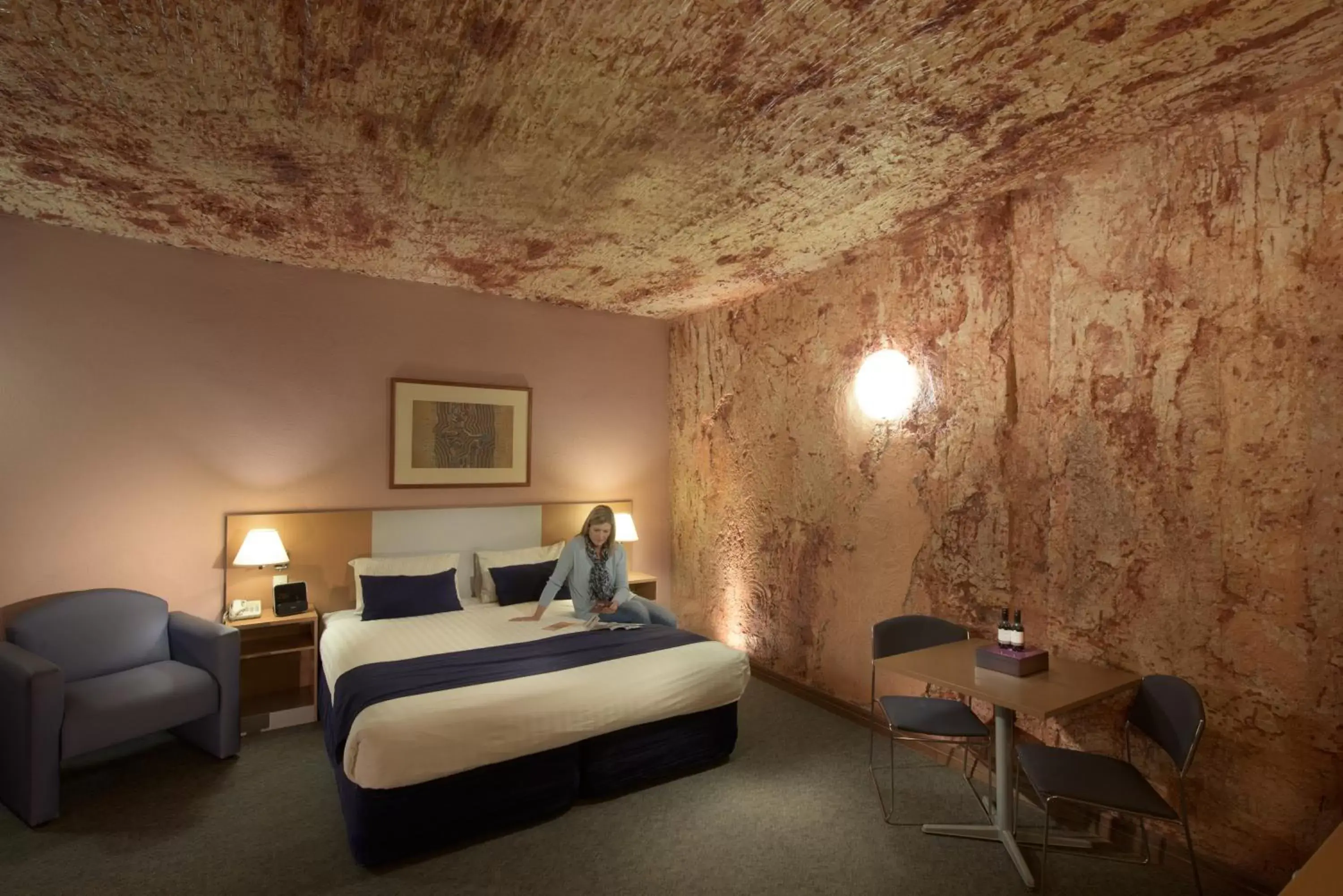 Bed in Desert Cave Hotel