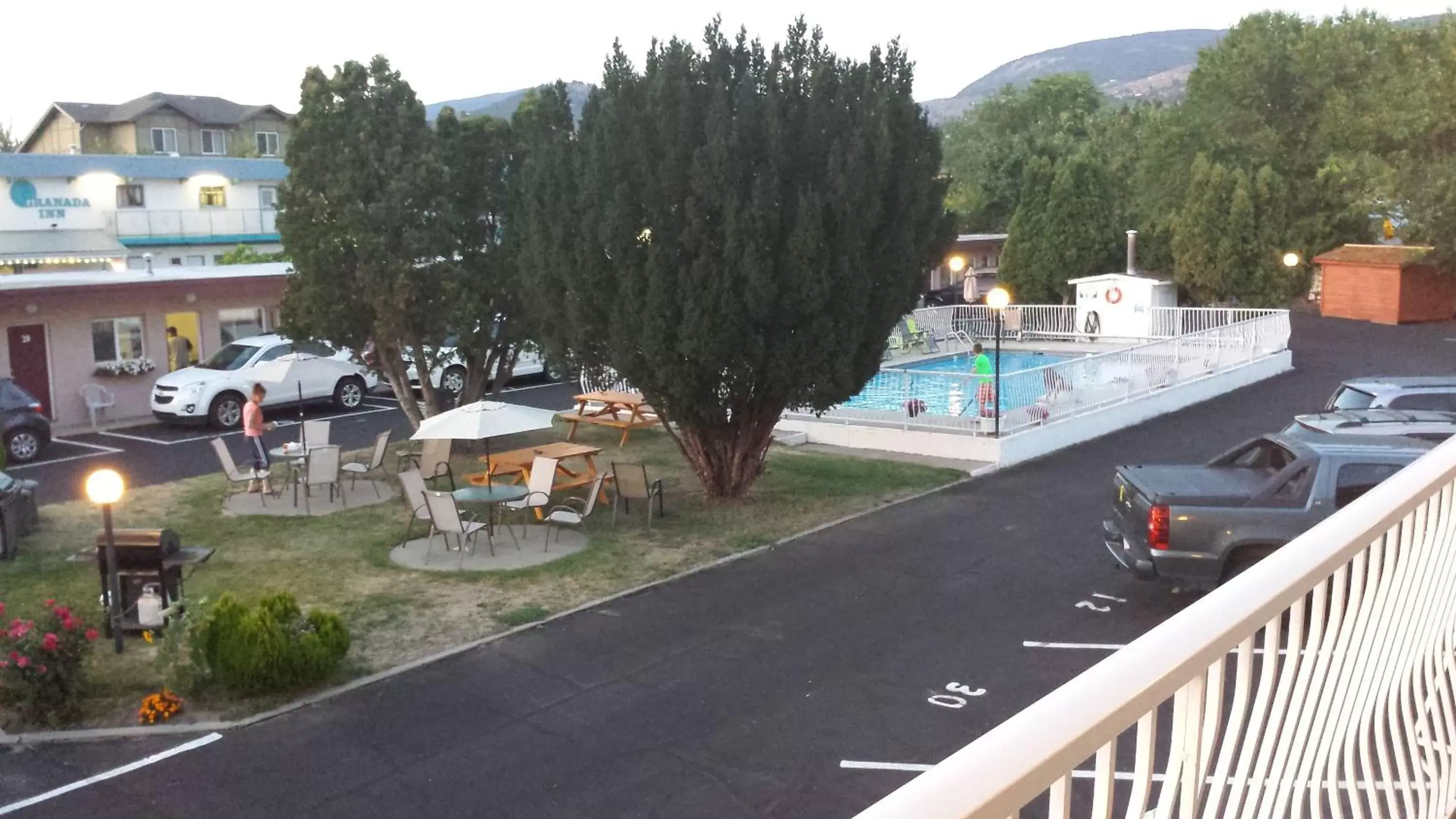 Balcony/Terrace, Pool View in Swiss Sunset Inn