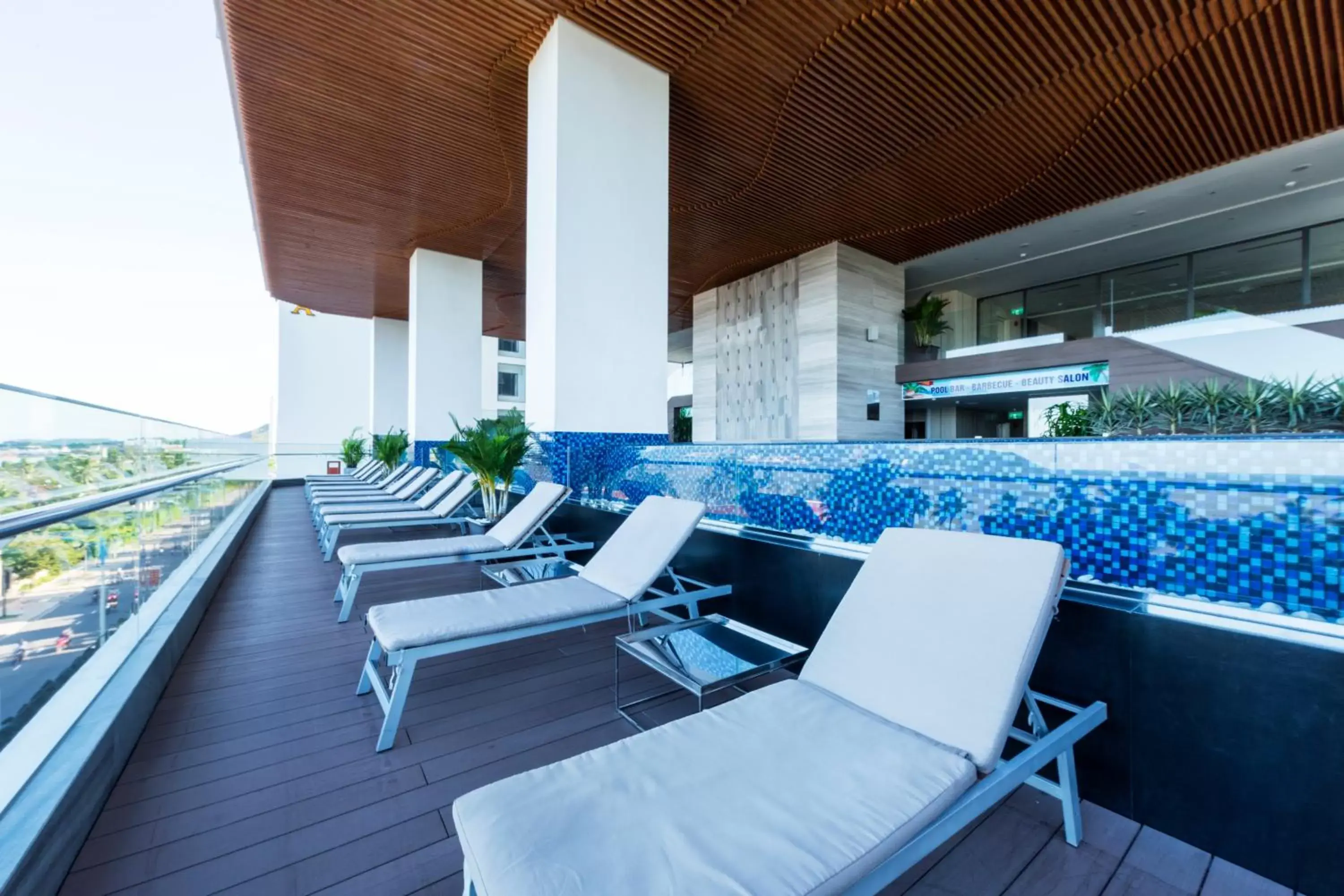 Swimming pool, Balcony/Terrace in Queen Ann Nha Trang Hotel