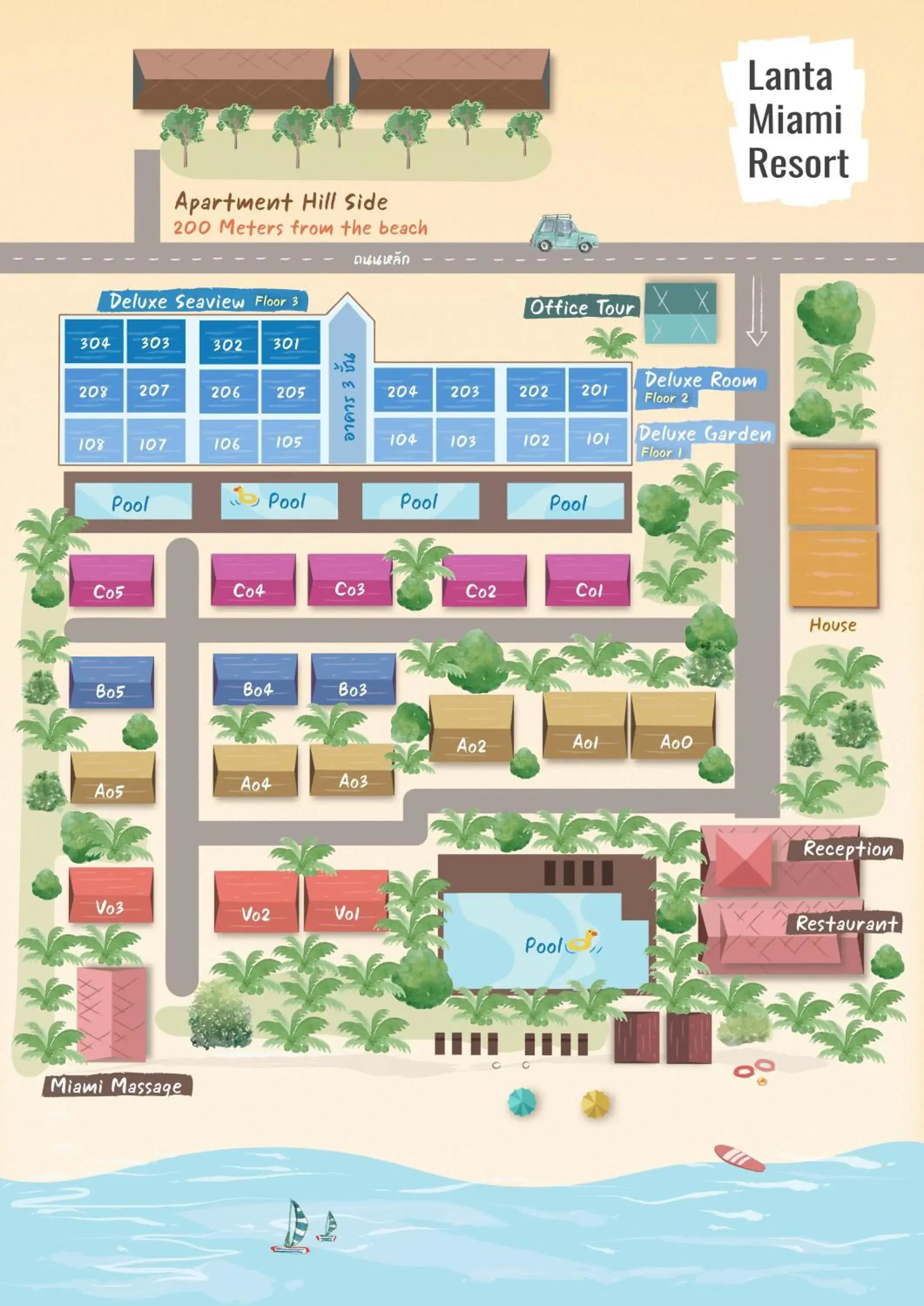 Floor plan in Lanta Miami Resort - SHA Extra Plus