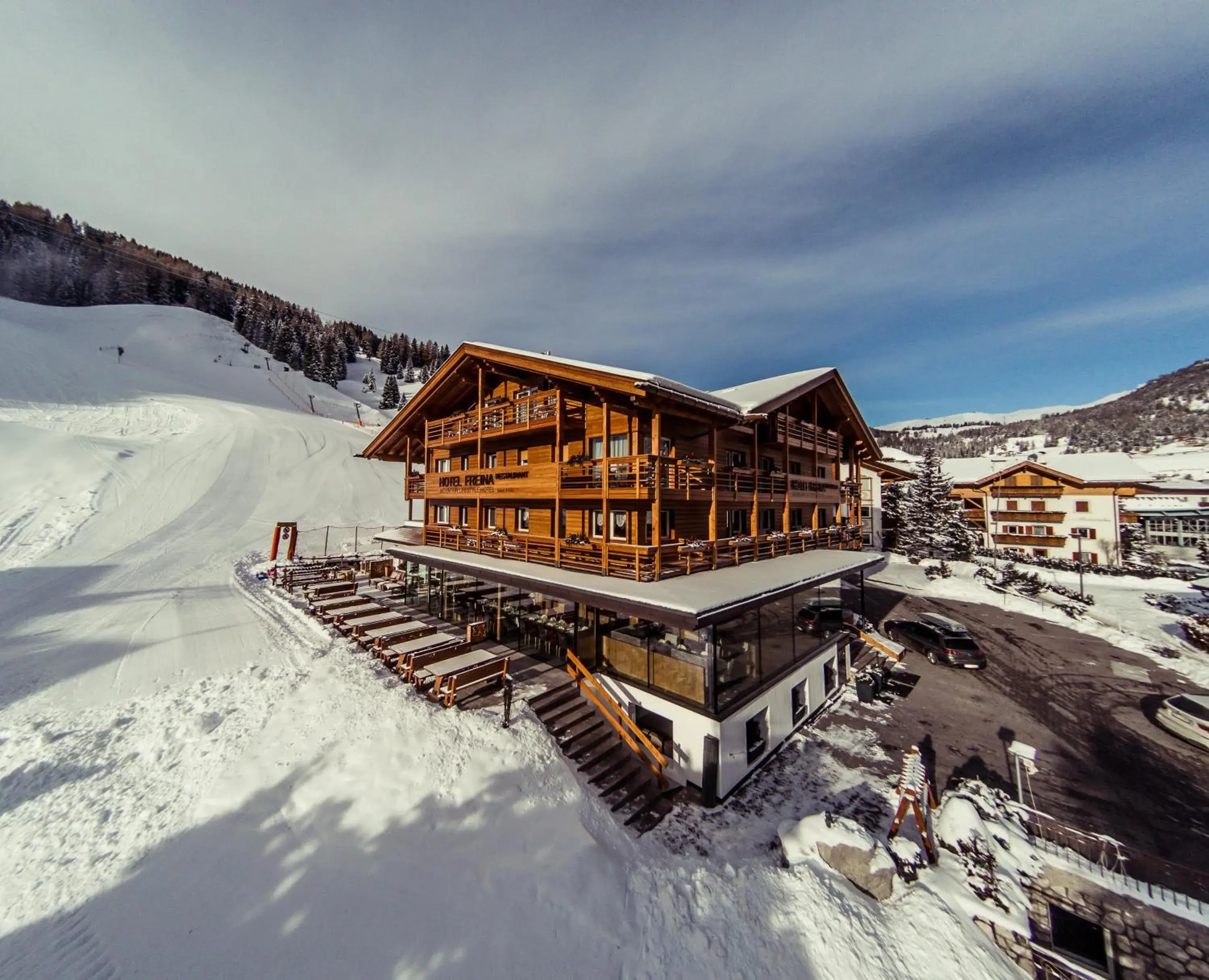 Property building, Winter in Hotel Freina