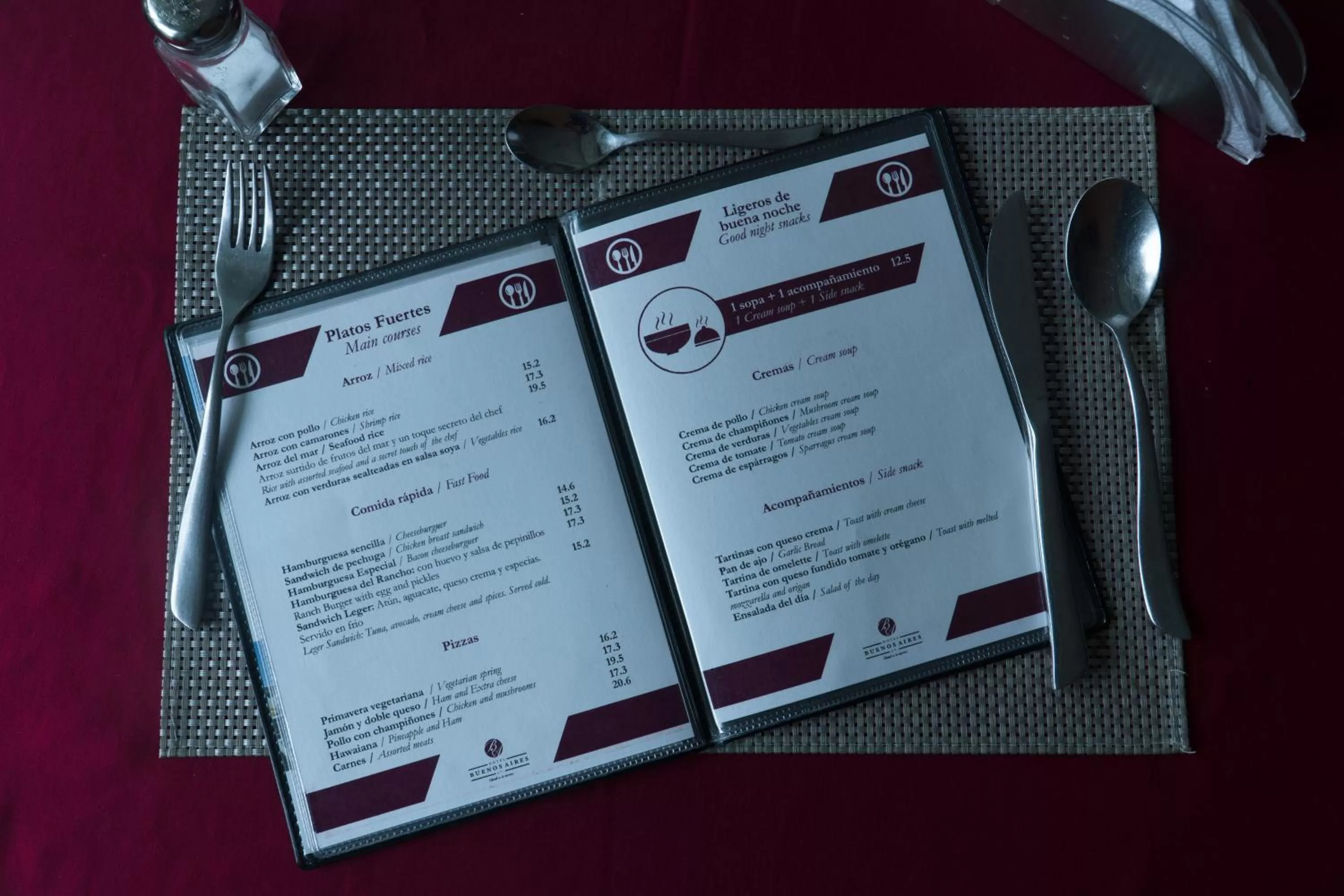 Food and drinks in Hotel Buenos Aires