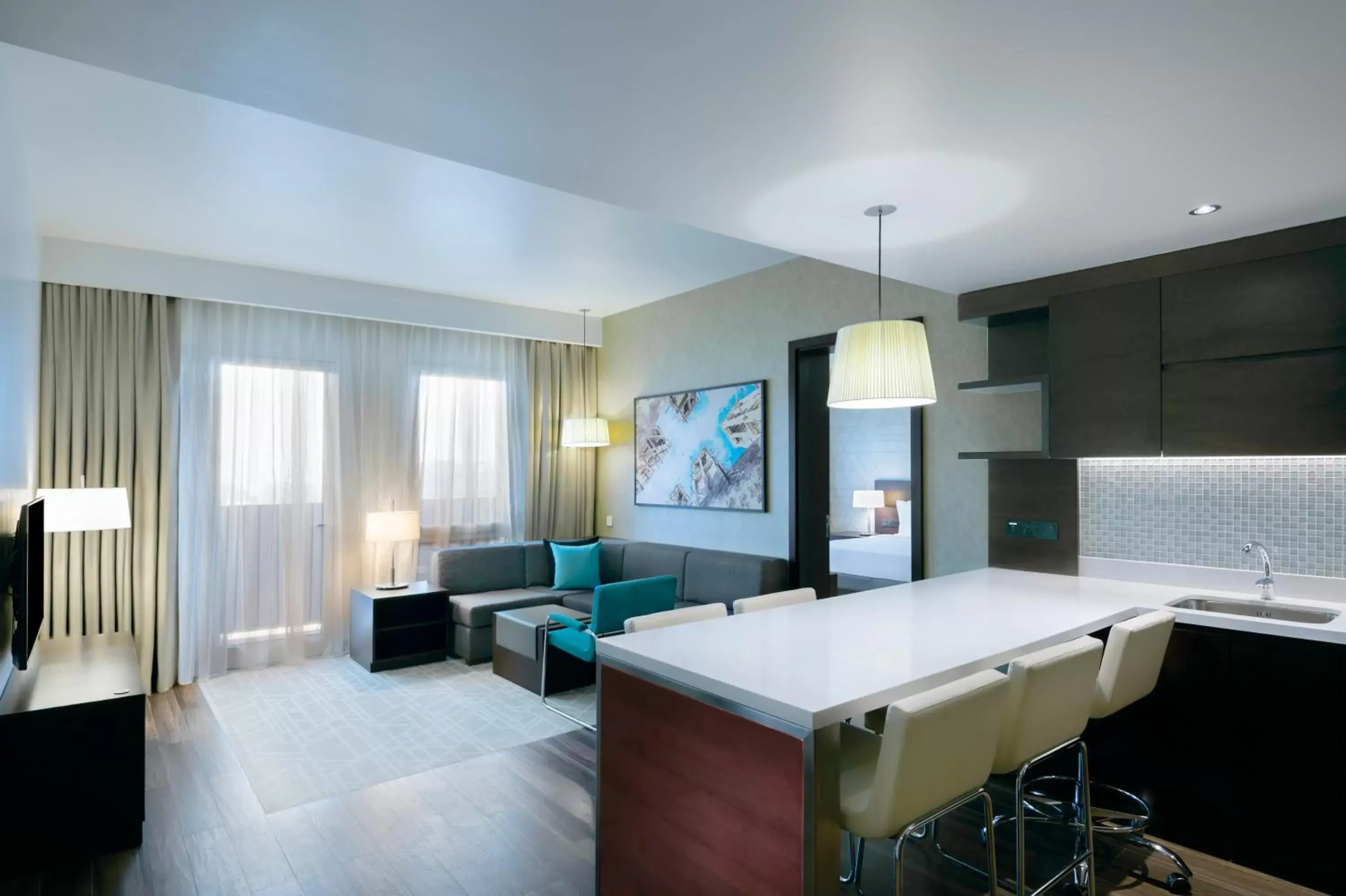 Living room in Hyatt Place Dubai Wasl District Residences