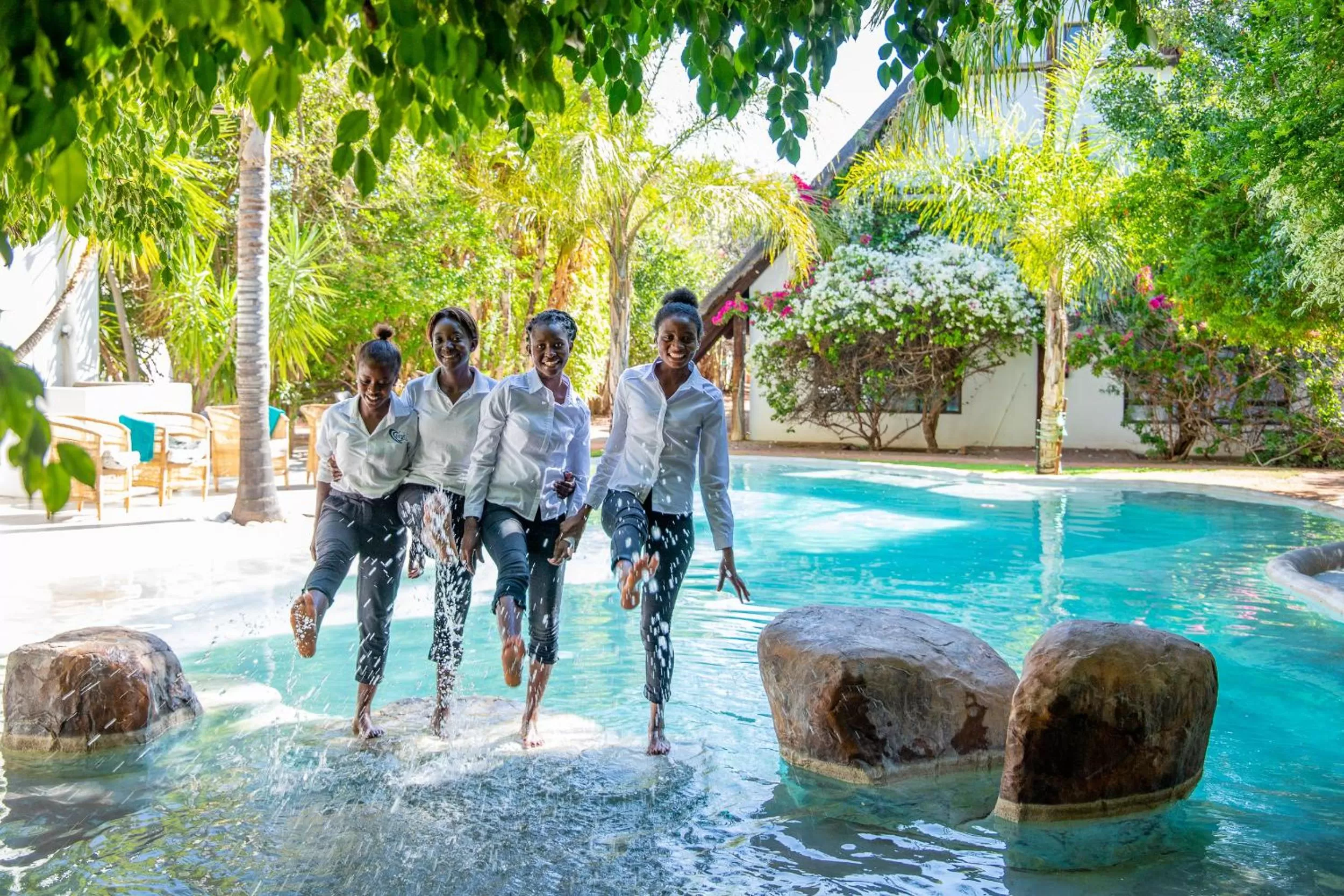 People in Out of Africa Town Lodge