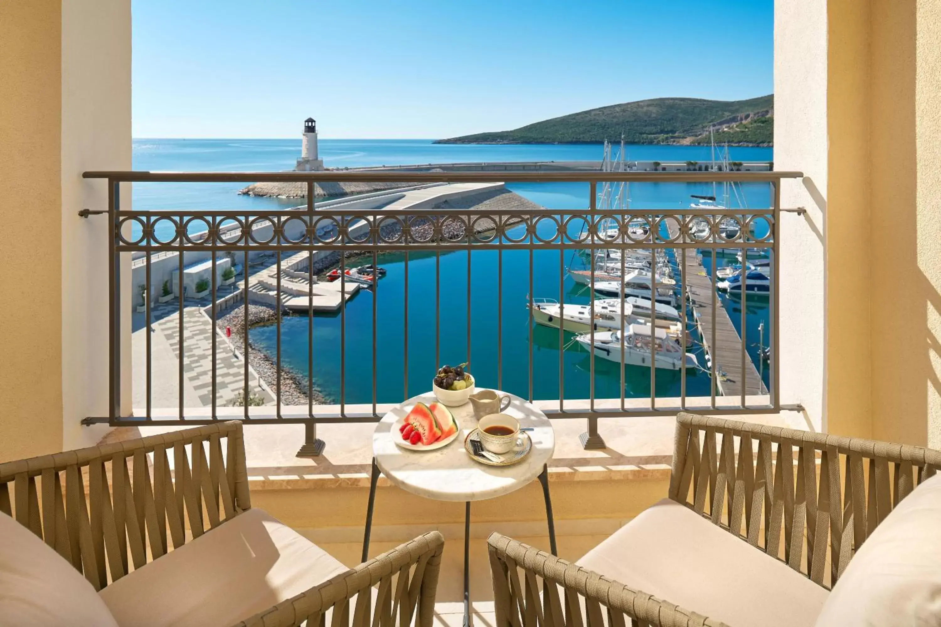 View (from property/room), Balcony/Terrace in The Chedi Luštica Bay