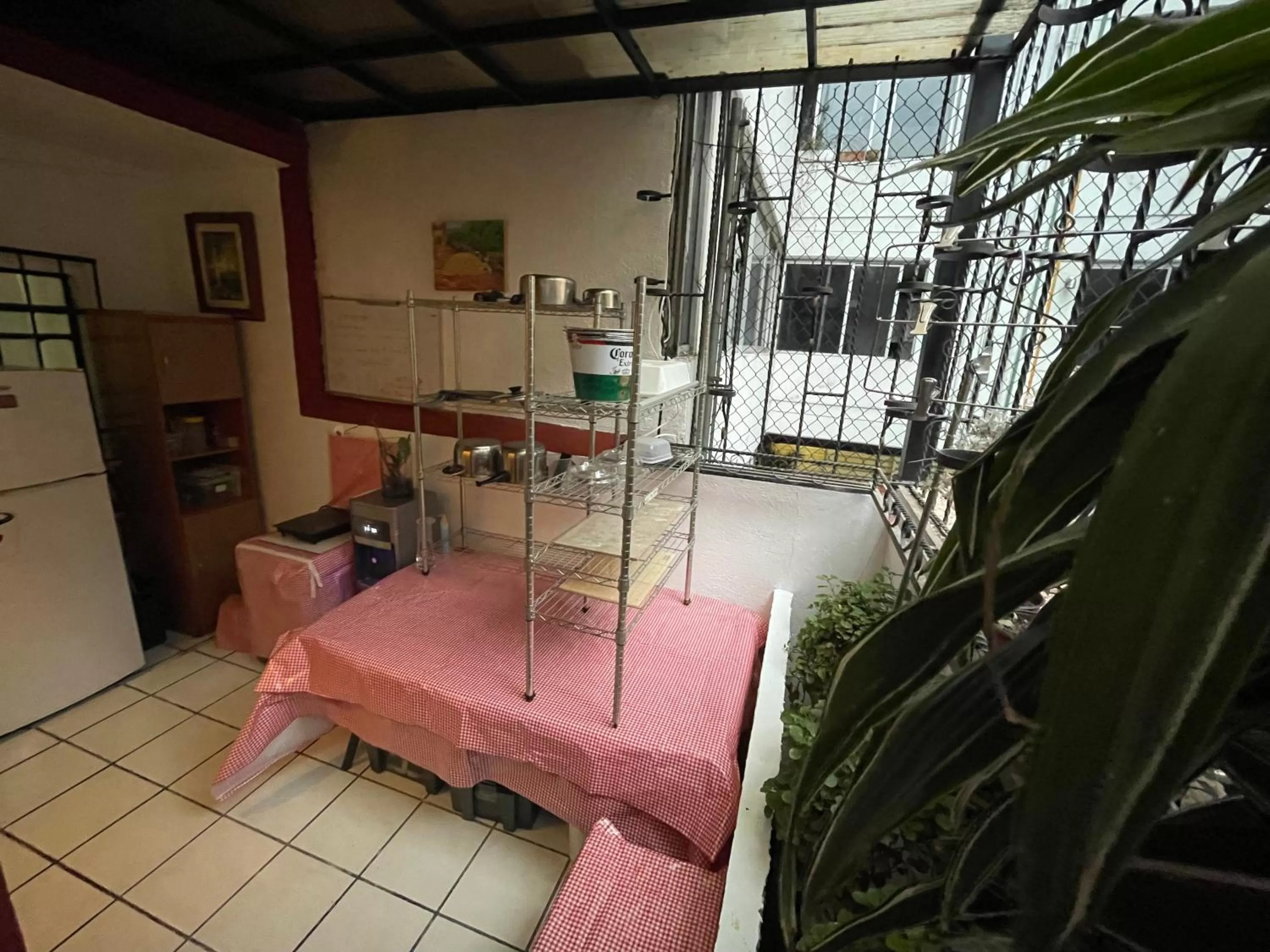 Communal kitchen in Hostal Roma Condesa