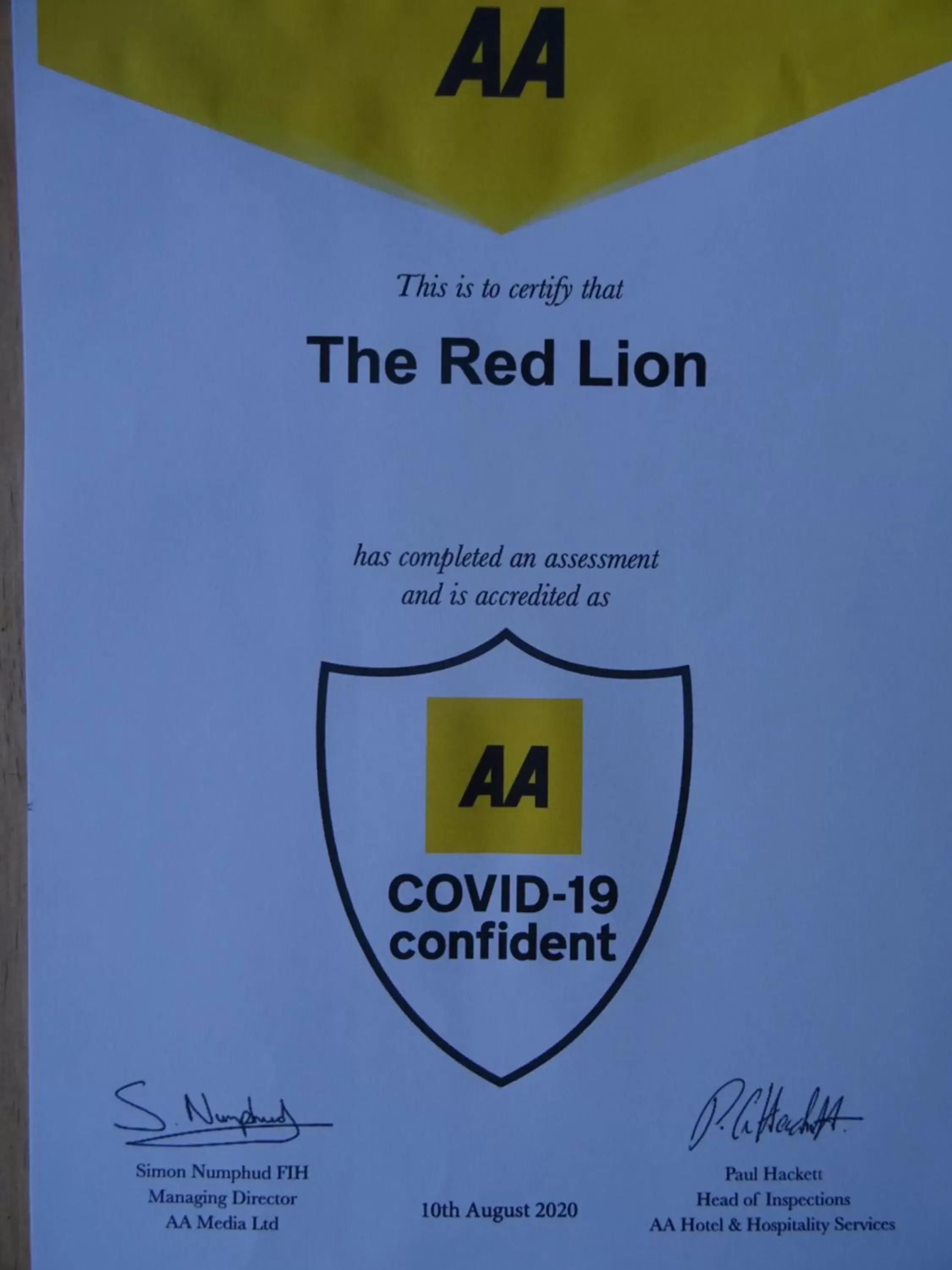 Certificate/Award, Logo/Certificate/Sign/Award in The Red Lion Hawkshaw