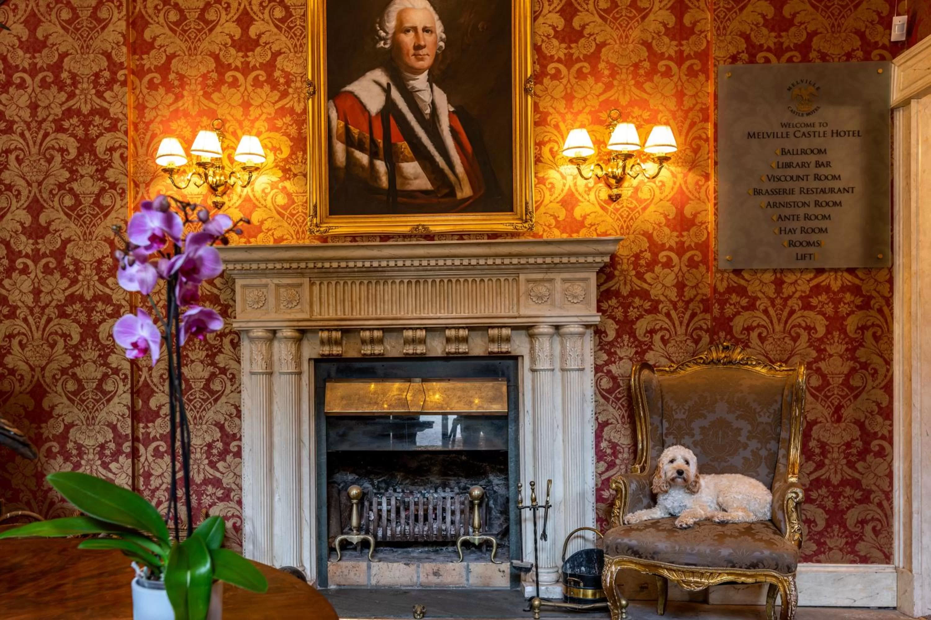 fireplace in Melville Castle Hotel