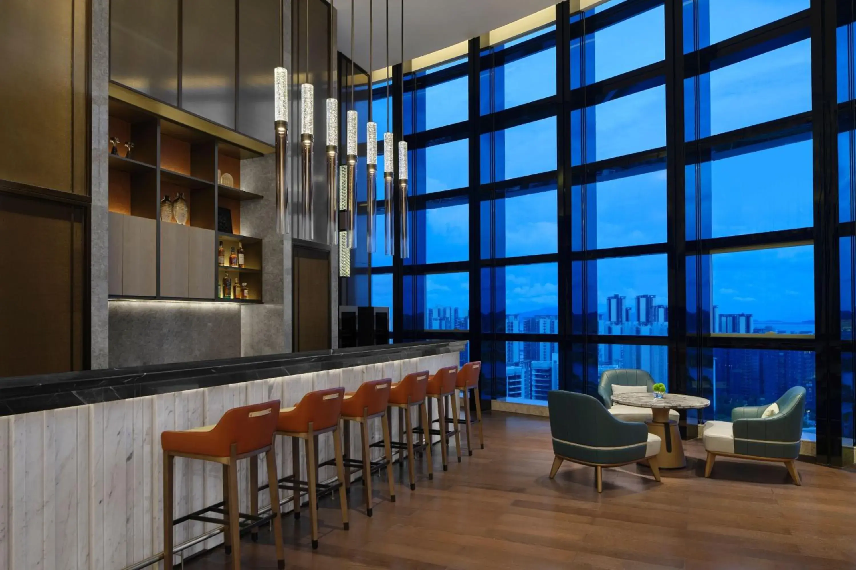 Lobby or reception, Lounge/Bar in Zhuhai Marriott Hotel Jinwan