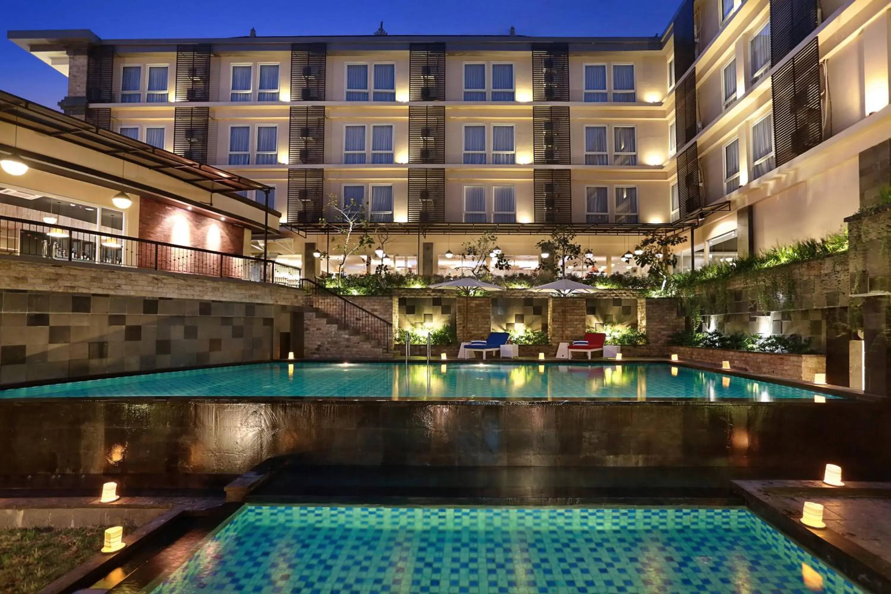 Night, Swimming Pool in Golden Tulip Essential Denpasar Hotel