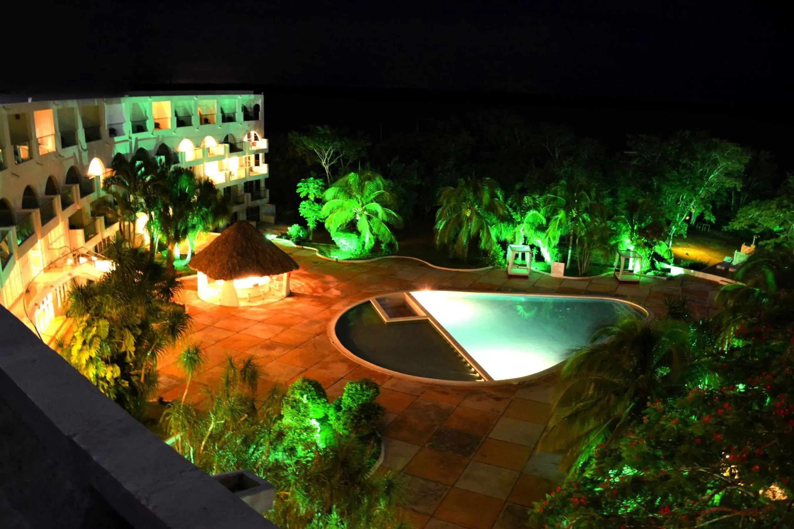 Night, Pool View in Uxmal Resort Maya