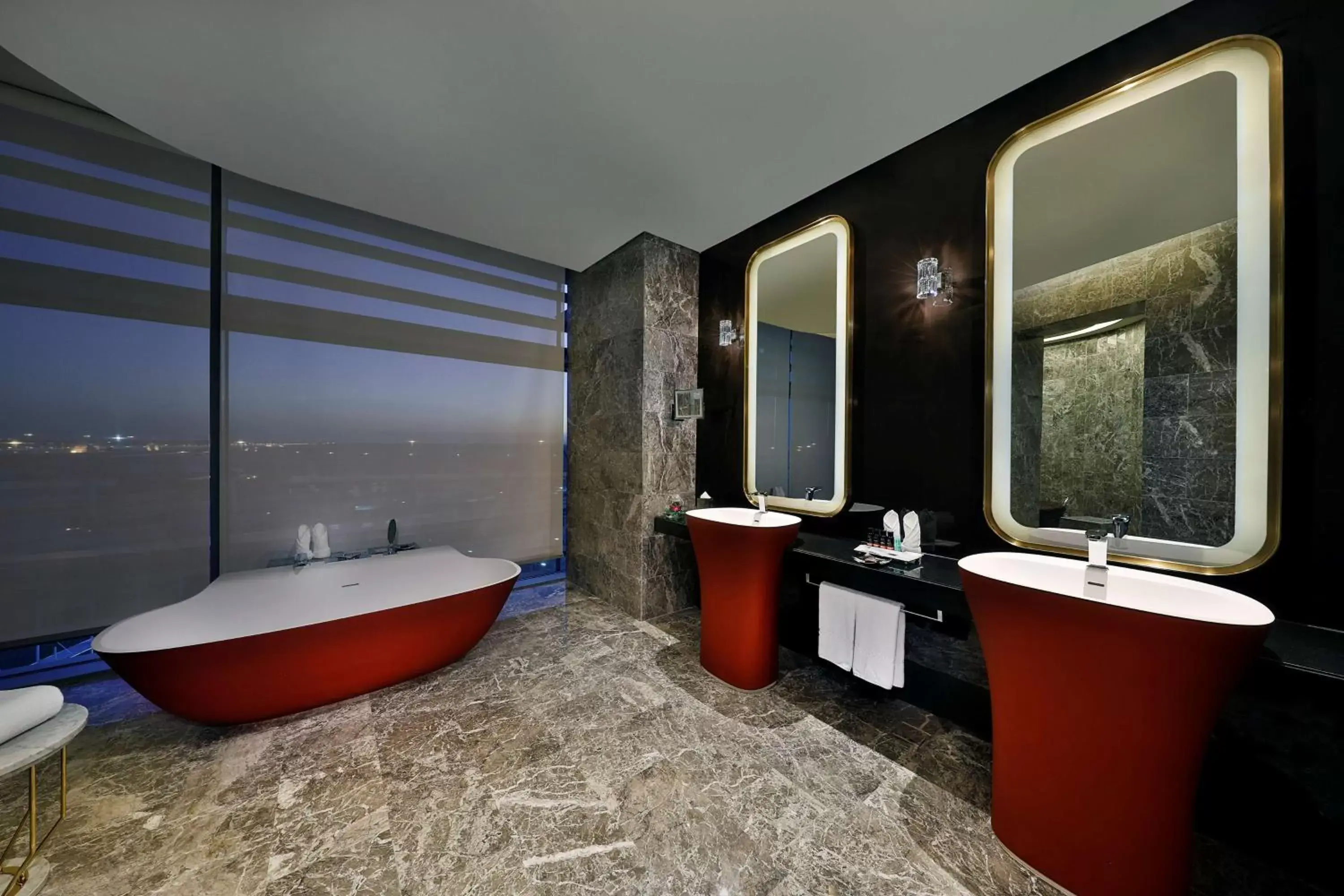 Bed, Bathroom in AlRayyan Hotel Doha, Curio Collection by Hilton