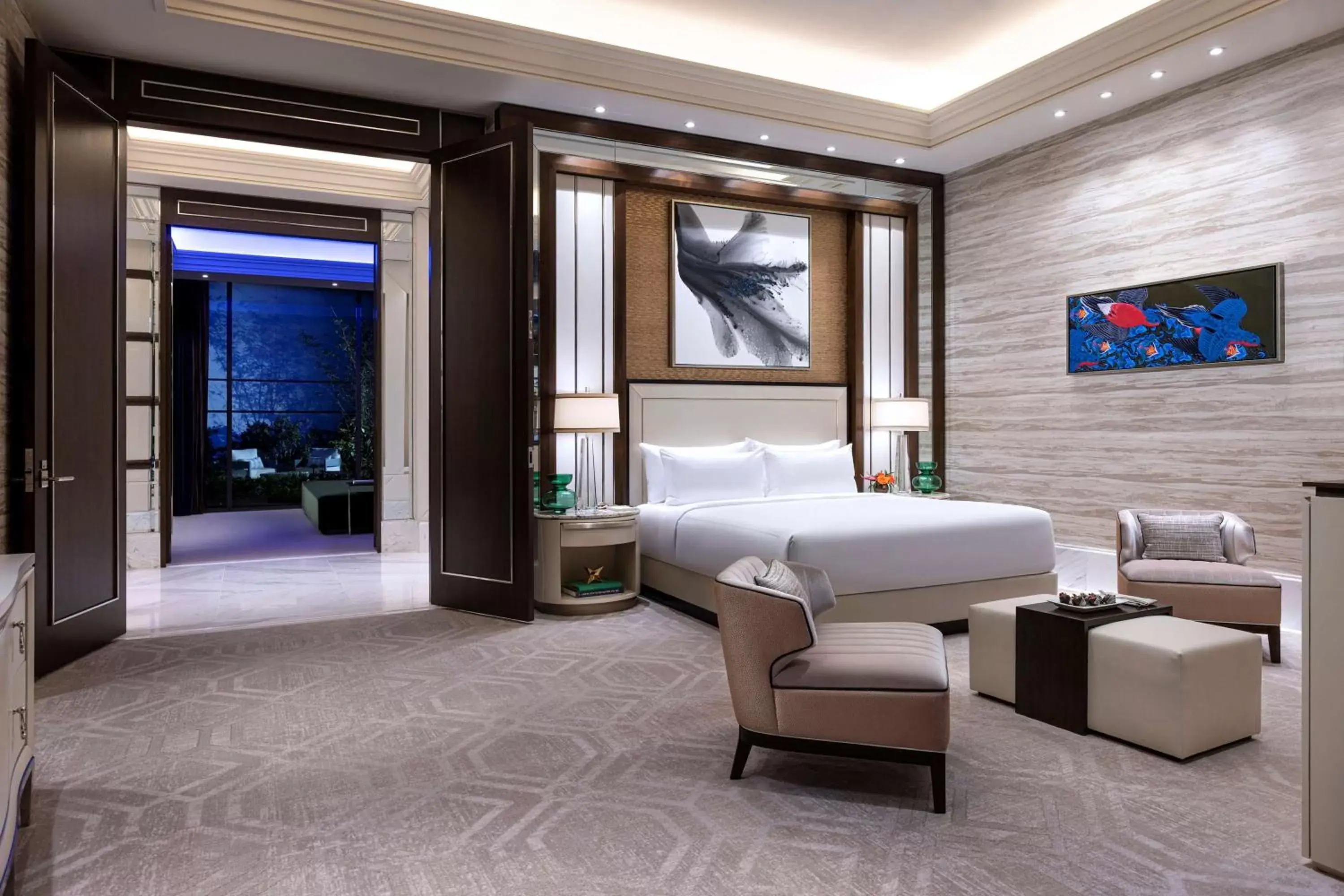 Bed, Seating Area in Crockfords Las Vegas, LXR Hotels & Resorts at Resorts World