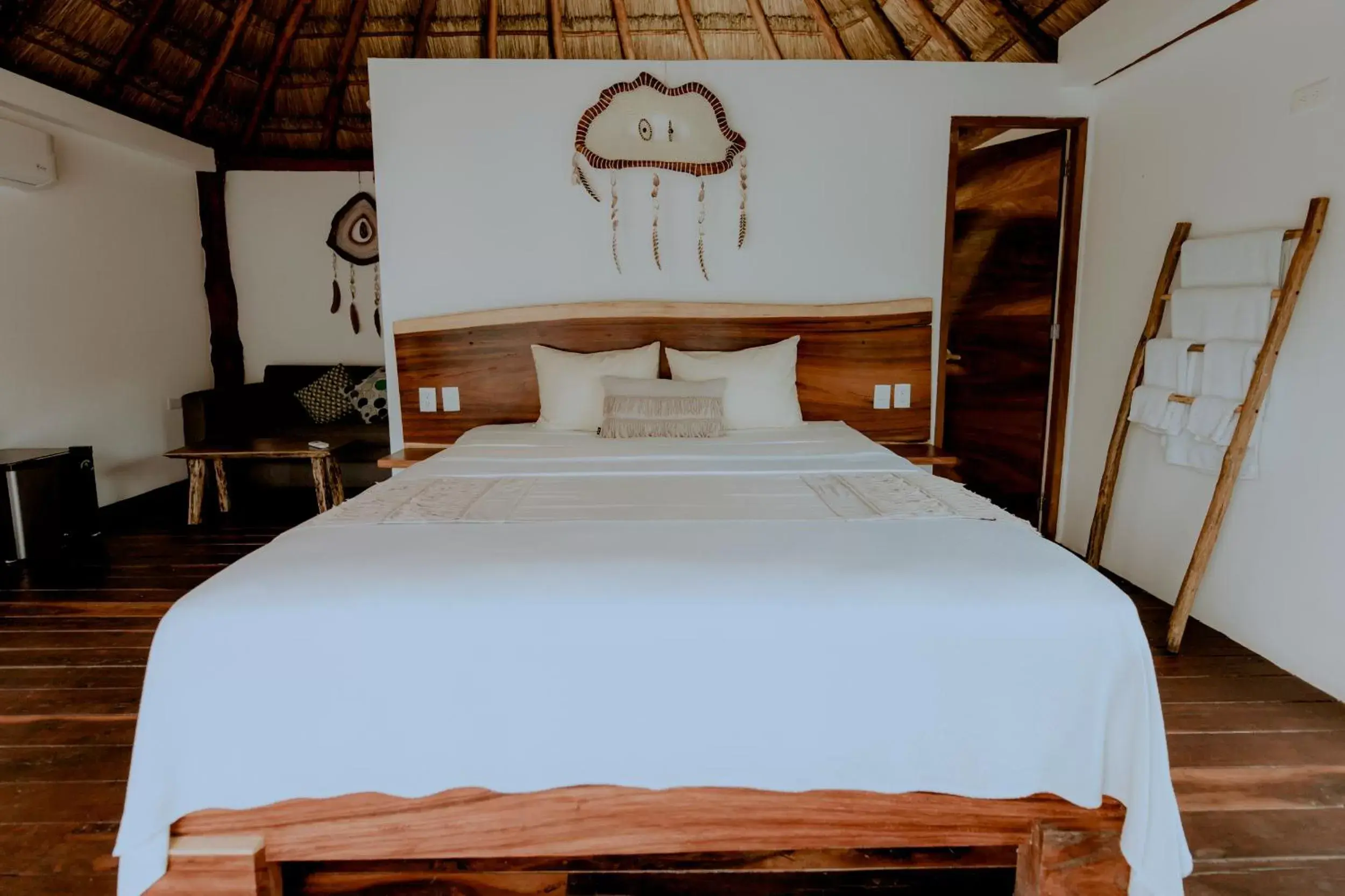 Bed in Zamna eco-lodge Tulum