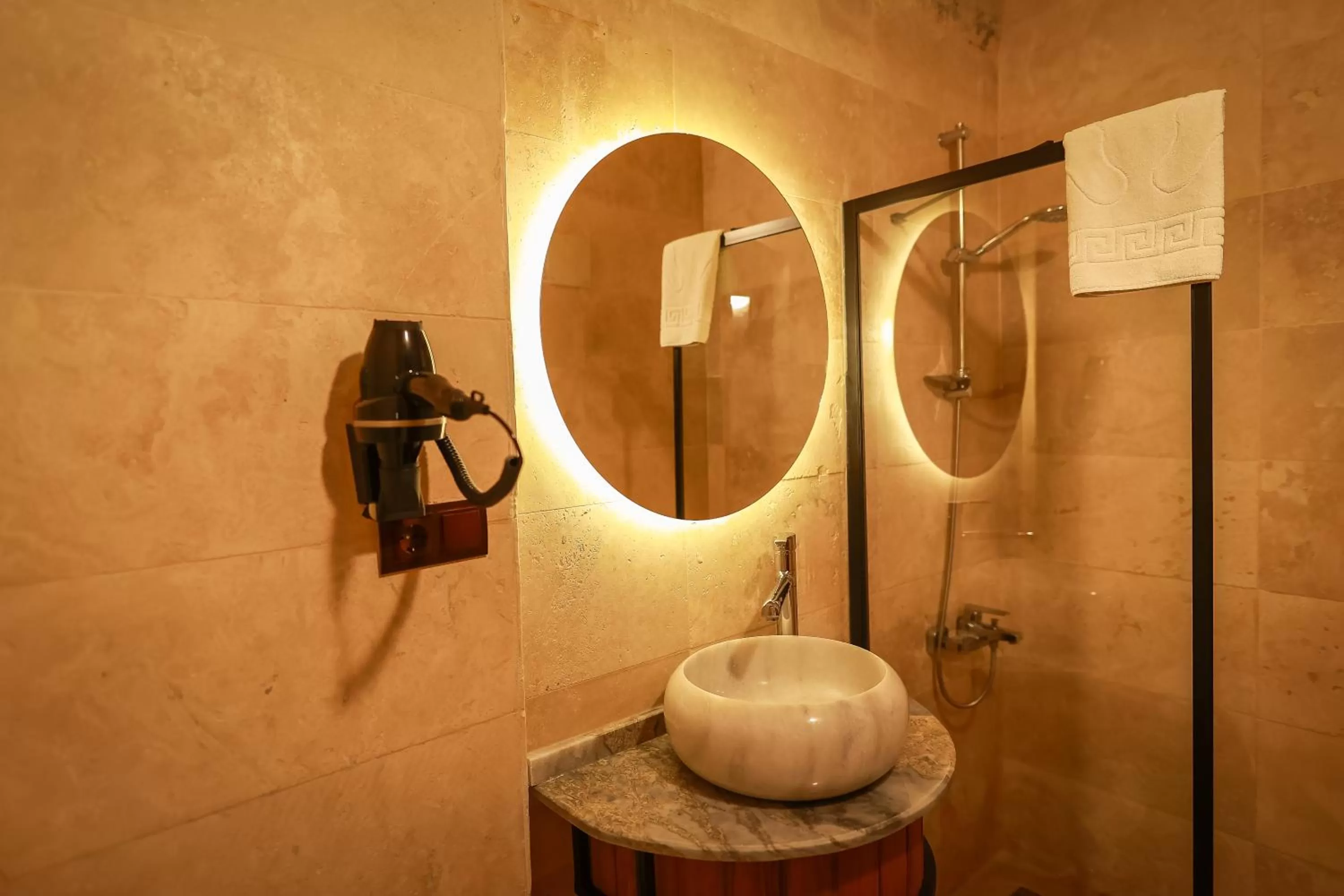 Shower in Mia Cappadocia Cave Hotel