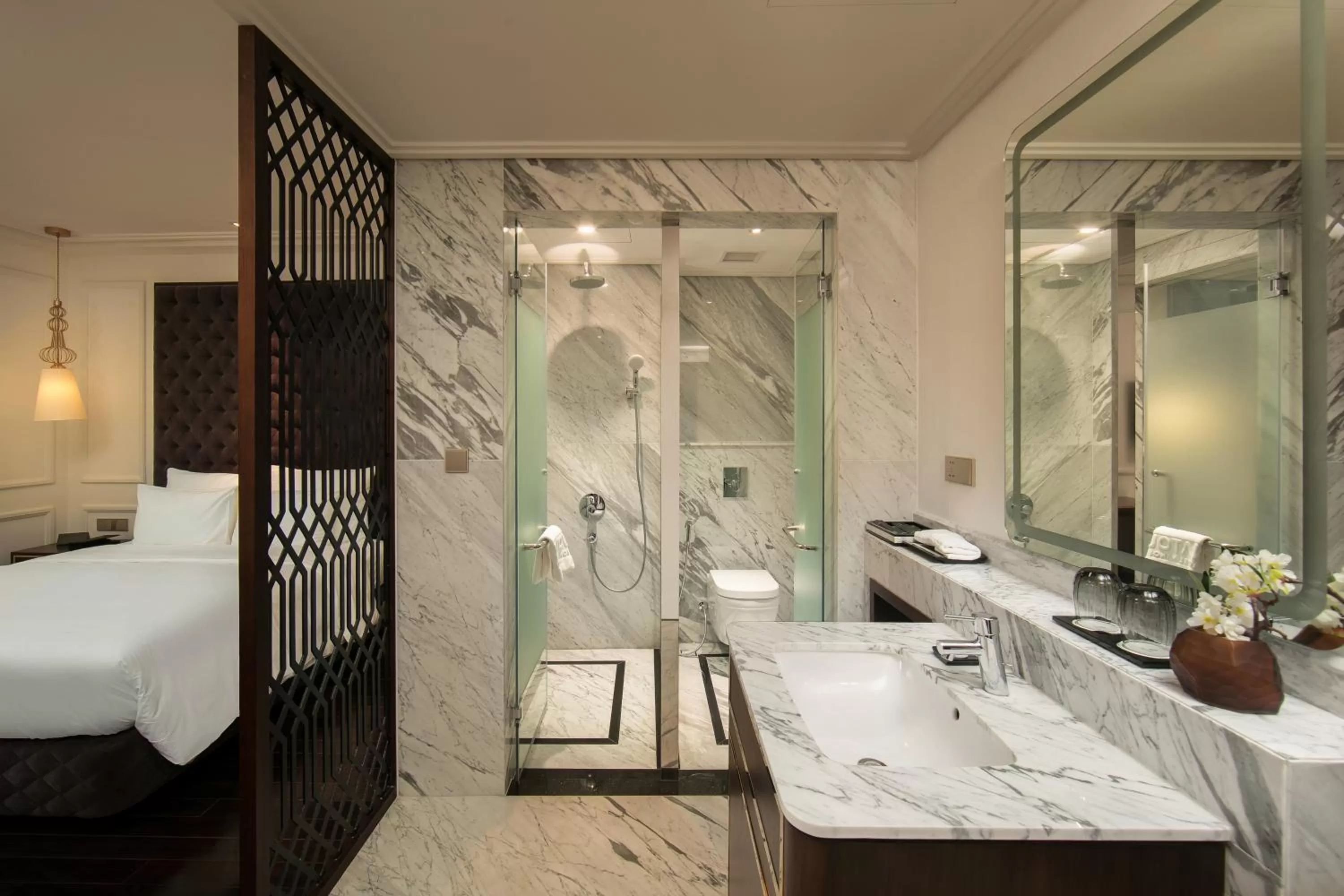 Bathroom, Bed in Anatole Hotel Hanoi