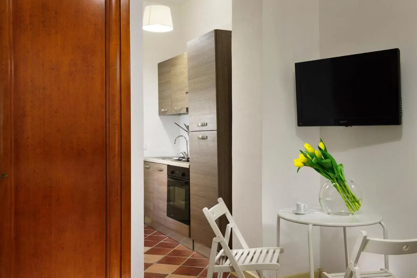 Kitchen or kitchenette, TV/Entertainment Center in Roma Resort Termini