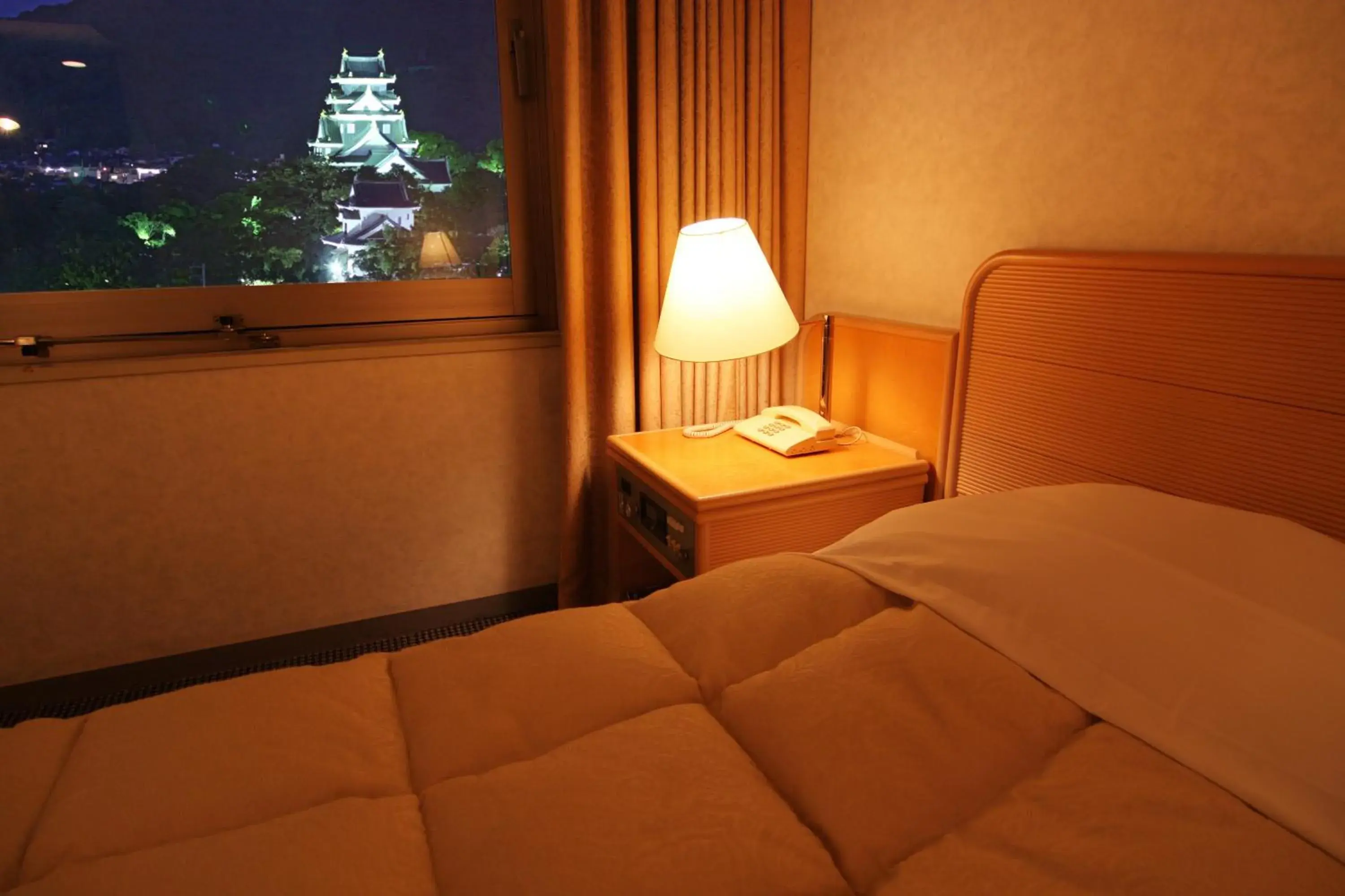 Night, Bed in Hotel Excel Okayama