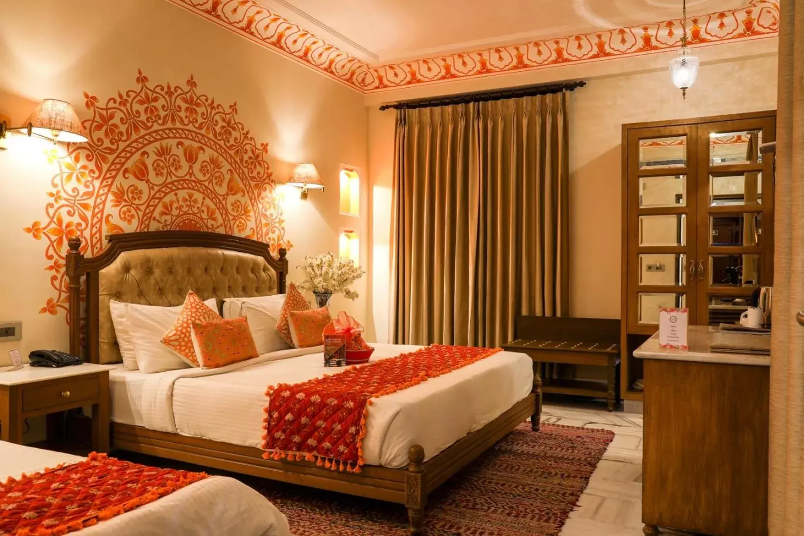 Bed in Laxmi Palace Heritage Boutique Hotel