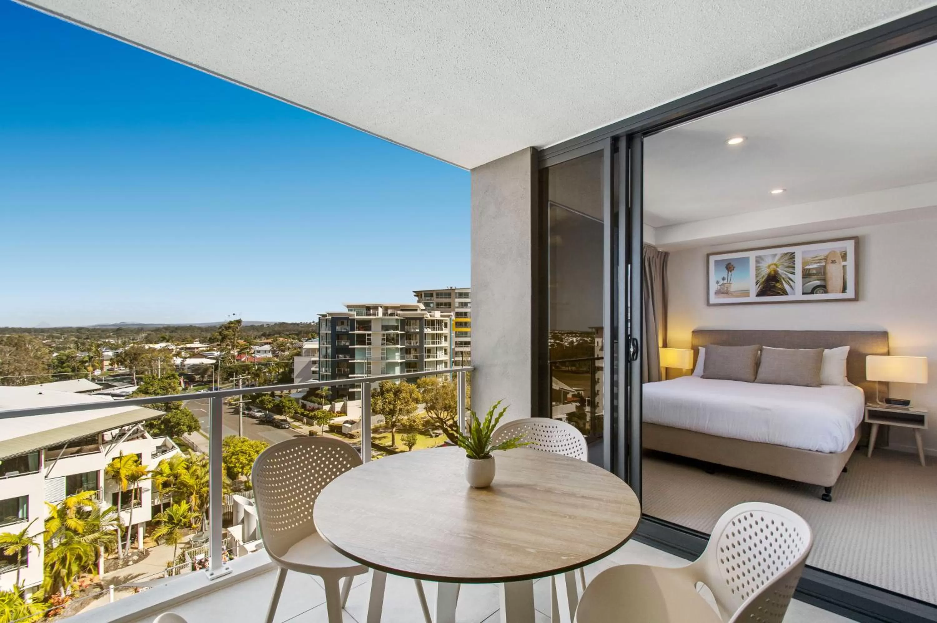 Balcony/Terrace, Bed in Breeze Mooloolaba, Ascend Hotel Collection