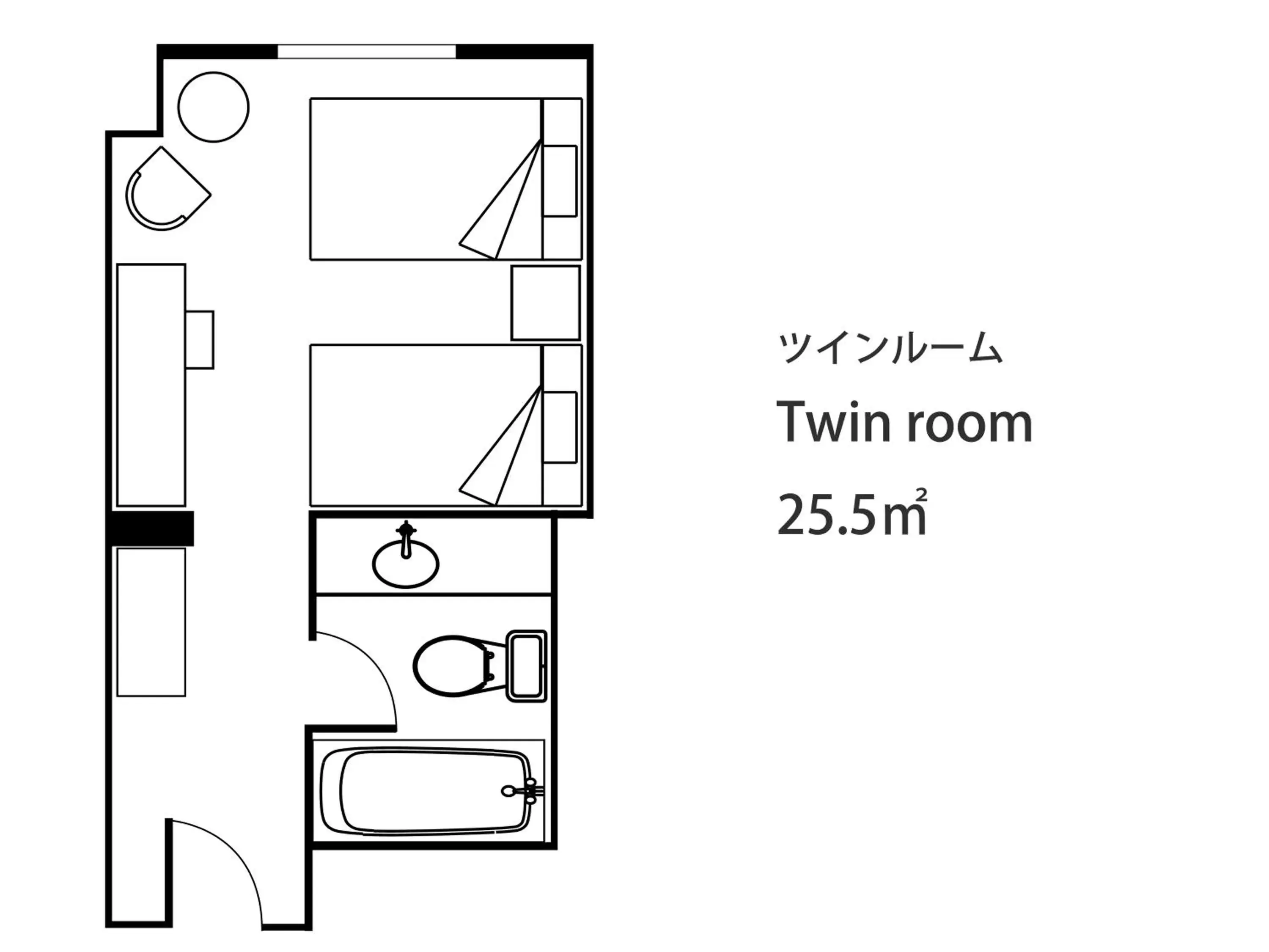 Photo of the whole room, Floor Plan in Hiroshima Airport Hotel