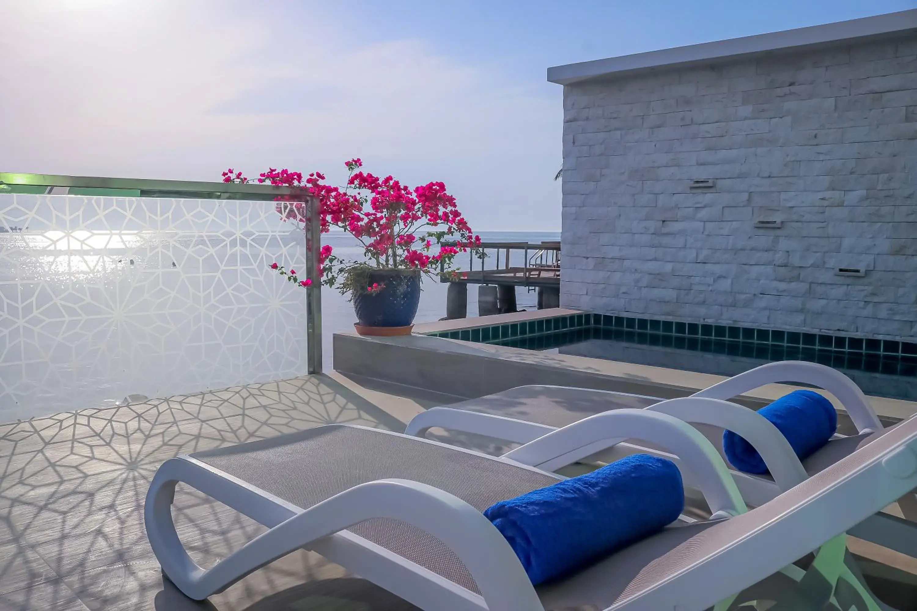 Balcony/Terrace, Swimming Pool in Lagoona Beach Luxury Resort And Spa