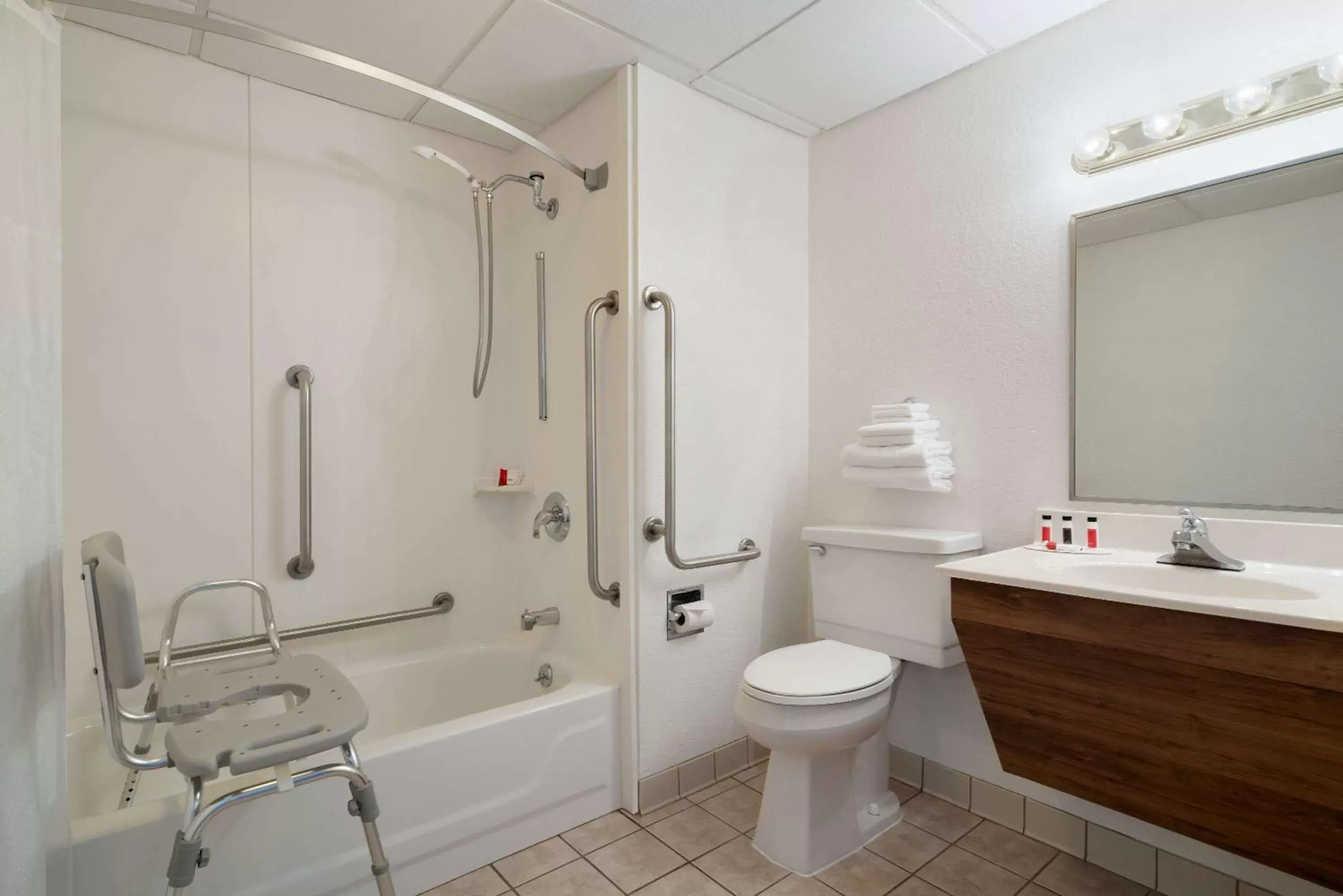 Toilet, Bathroom in Super 8 by Wyndham Portland/Westbrook Area