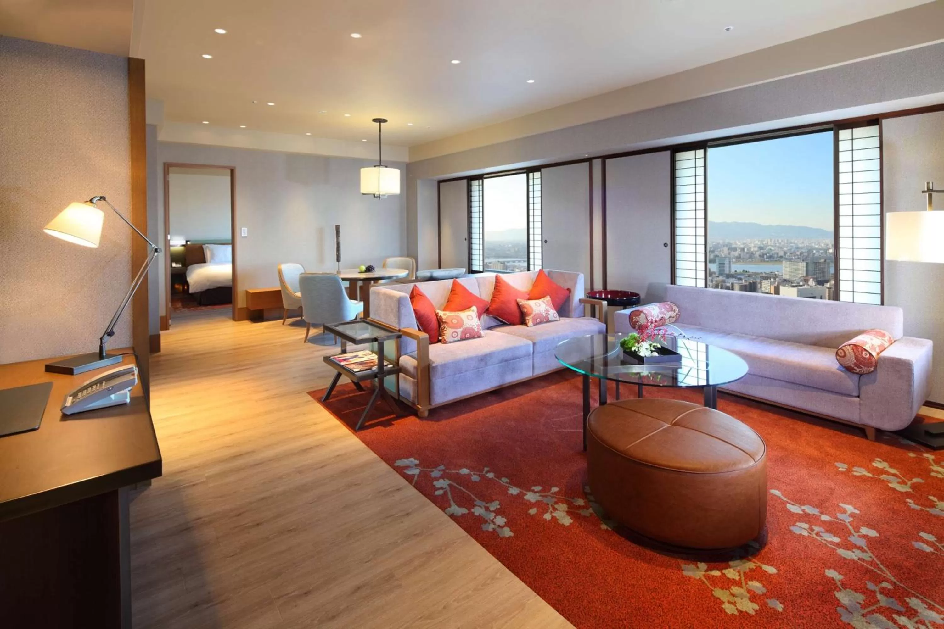 Living room, Bed in Hilton Osaka Hotel